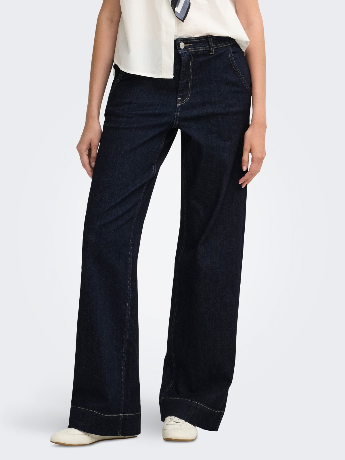 Only Madison Blush High Waist Wide Denim Dark Blue Denim