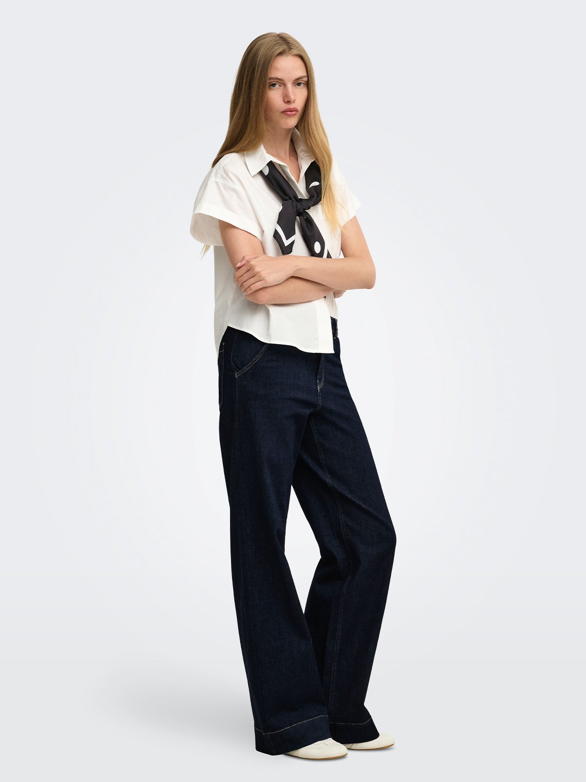 Only Madison Blush High Waist Wide Denim Dark Blue Denim