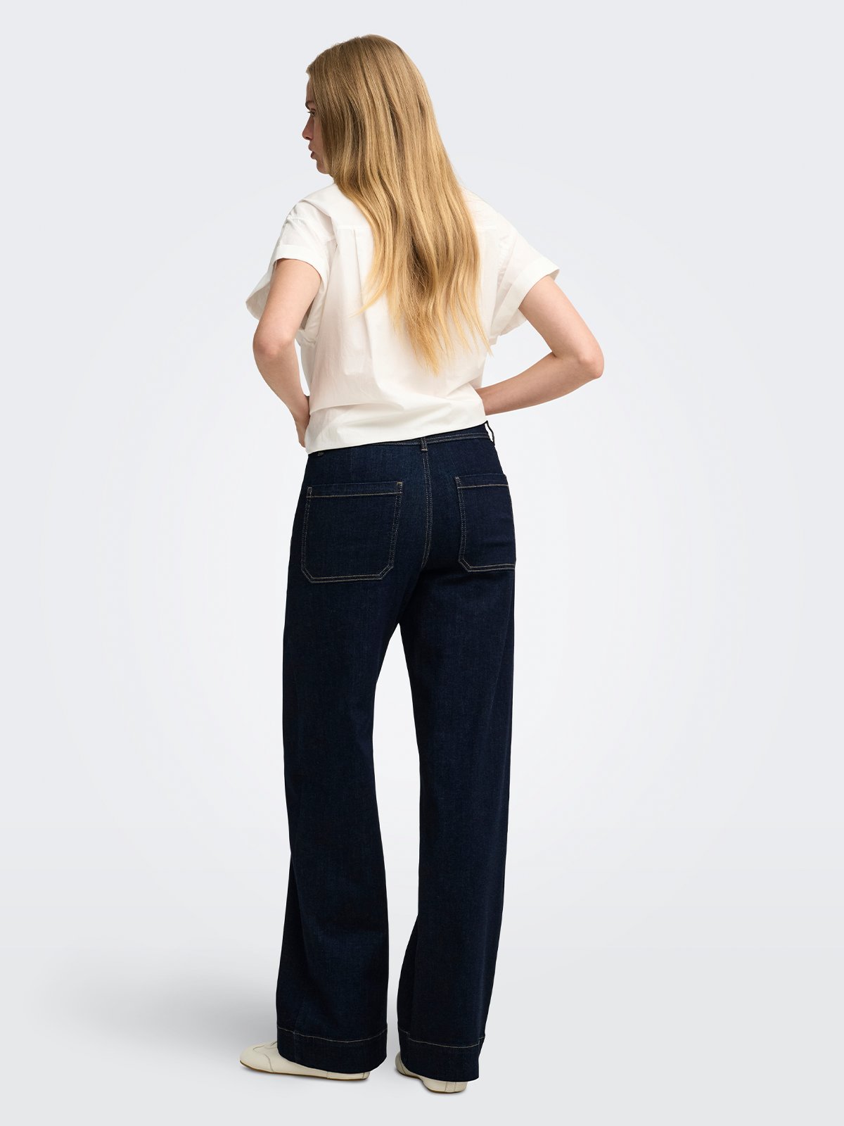Only Madison Blush High Waist Wide Denim Dark Blue Denim