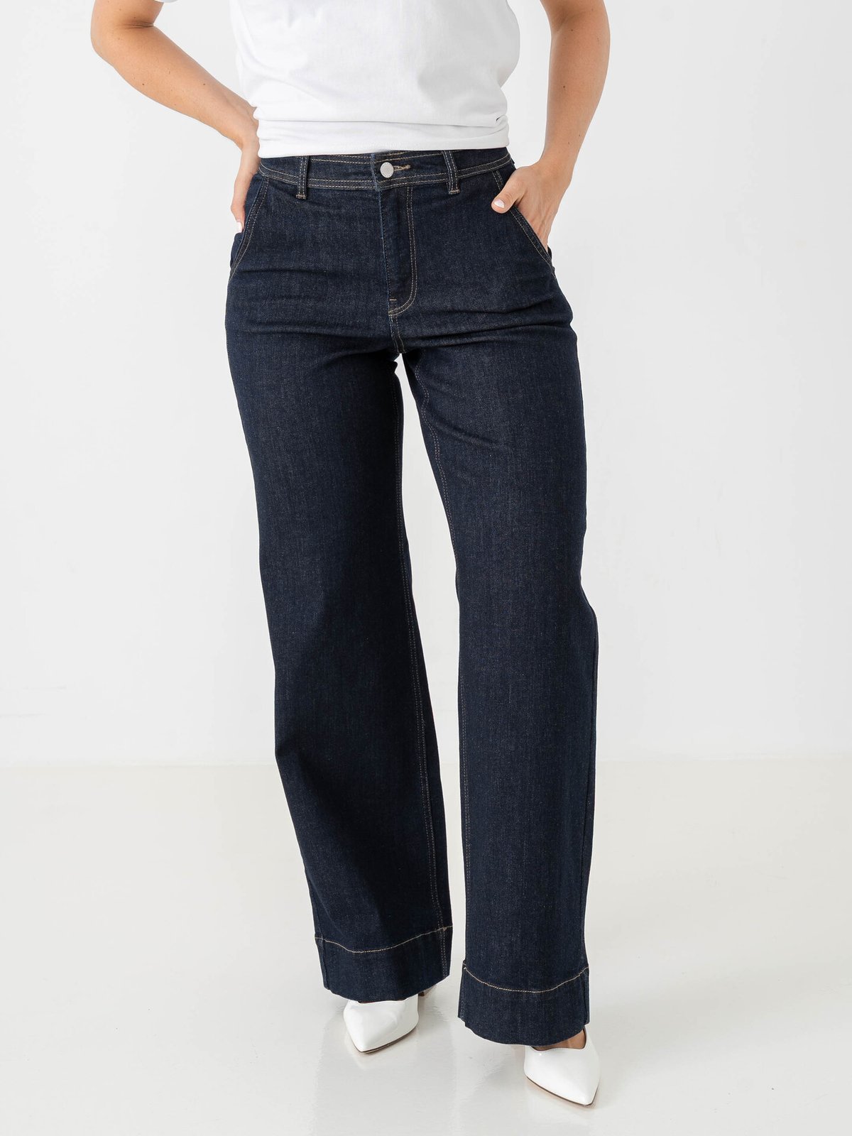 Only Madison Blush High Waist Wide Denim Dark Blue Denim