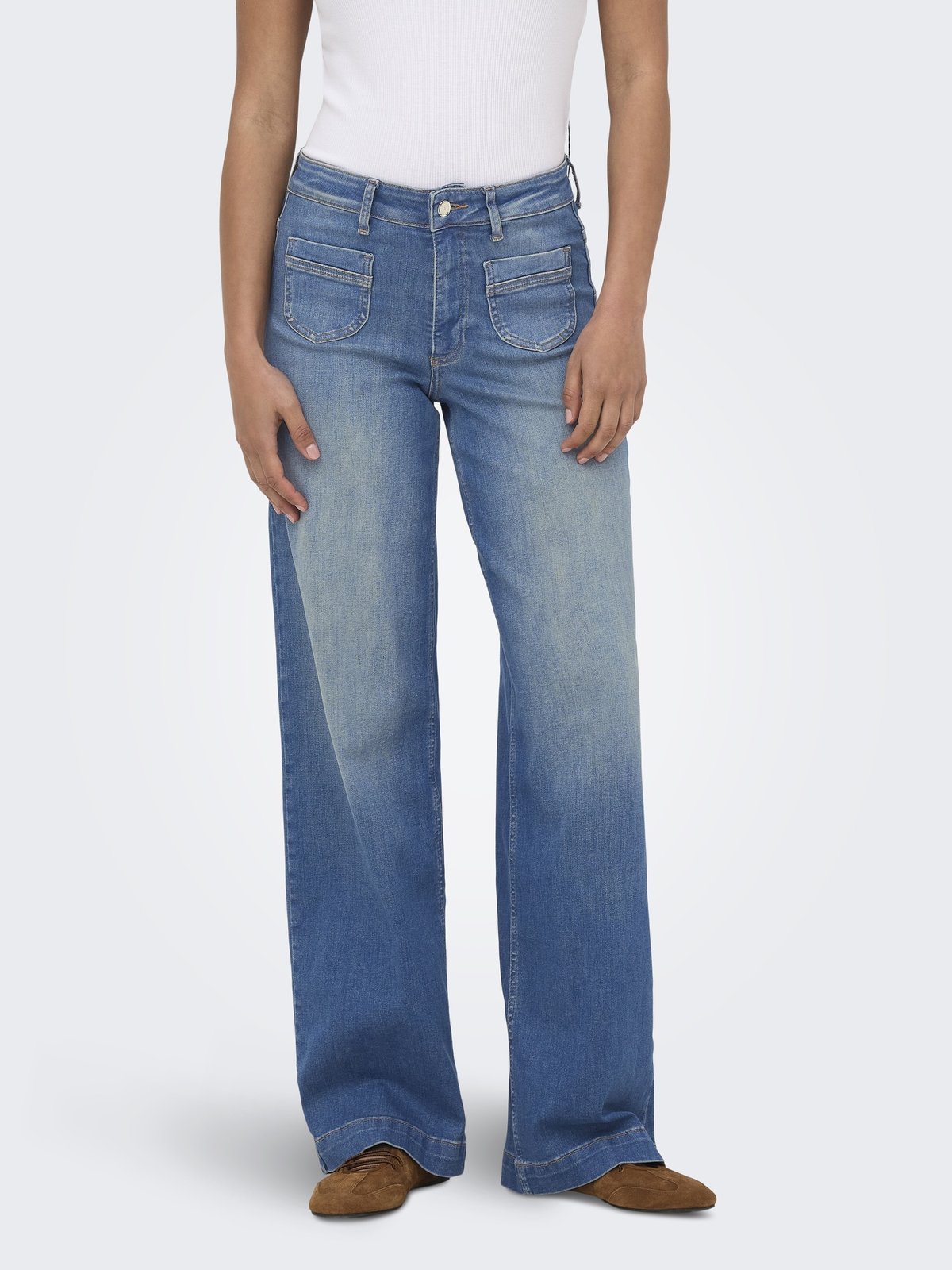 Only Madison Blush High Waist Wide Denim Medium Blue Denim