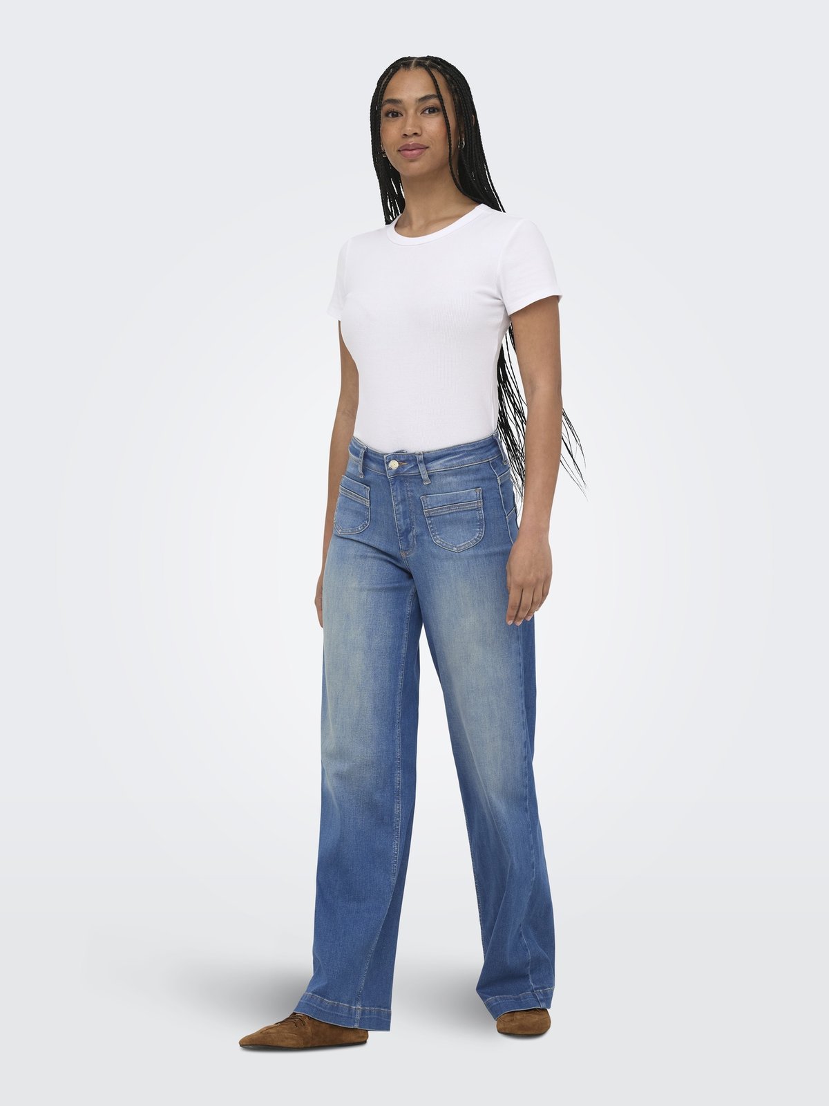 Only Madison Blush High Waist Wide Denim Medium Blue Denim