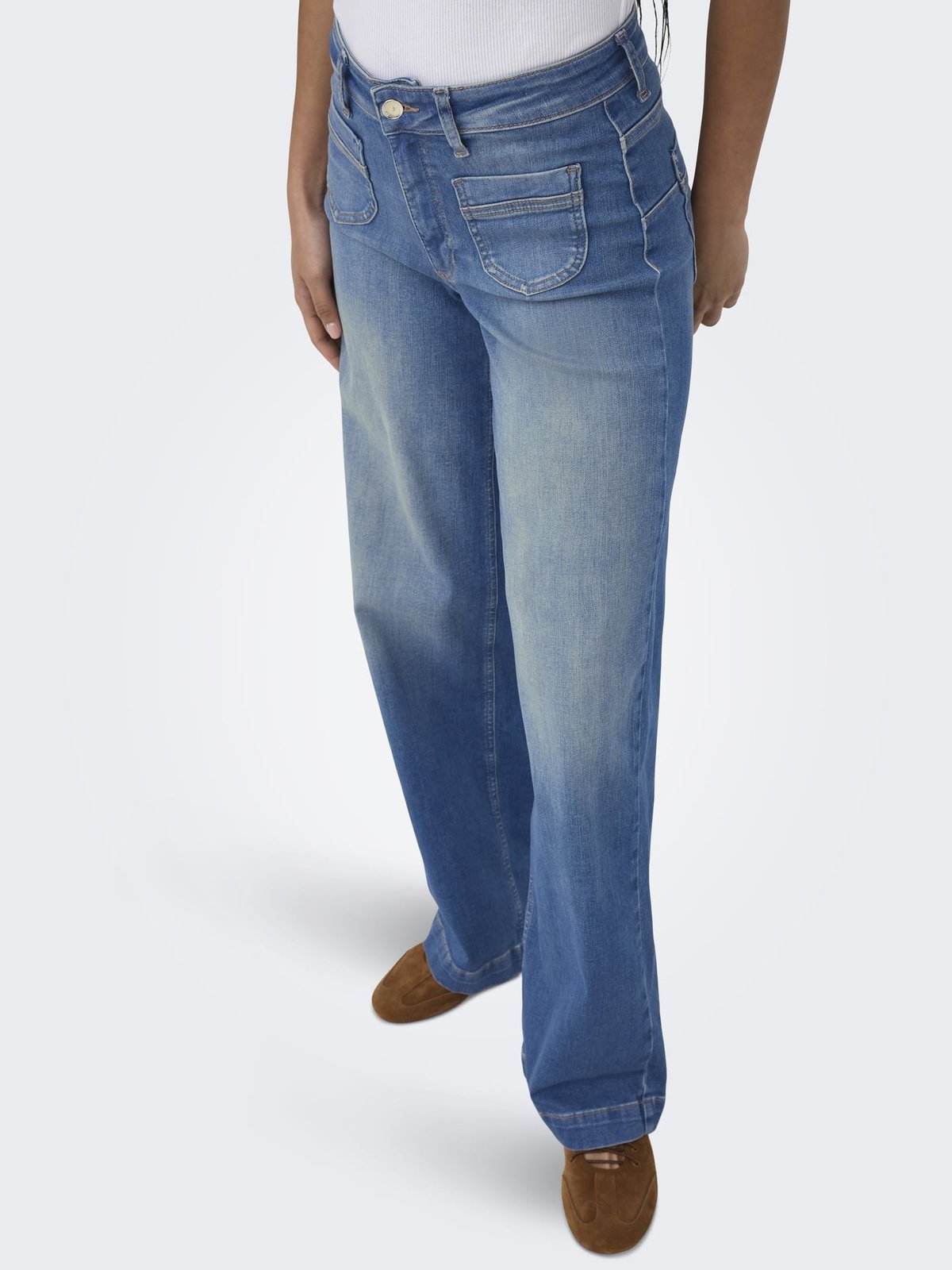 Only Madison Blush High Waist Wide Denim Medium Blue Denim