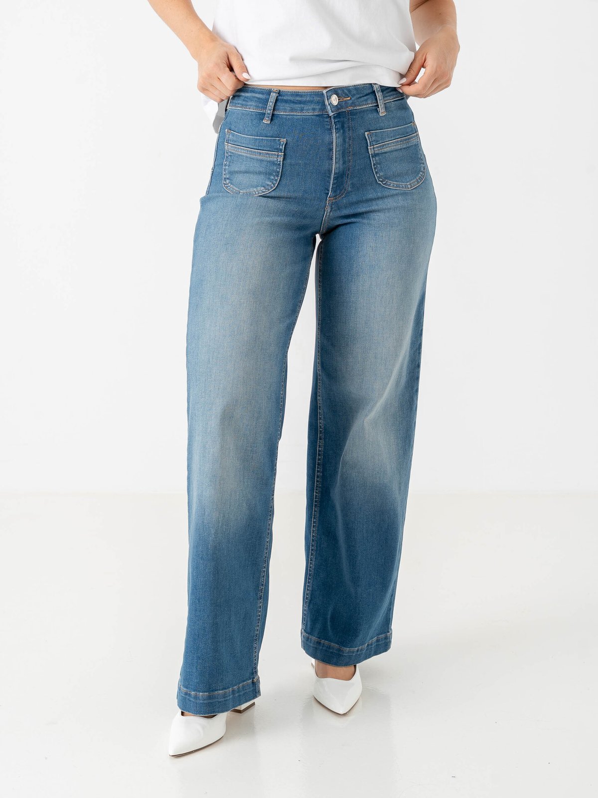 Only Madison Blush High Waist Wide Denim Medium Blue Denim