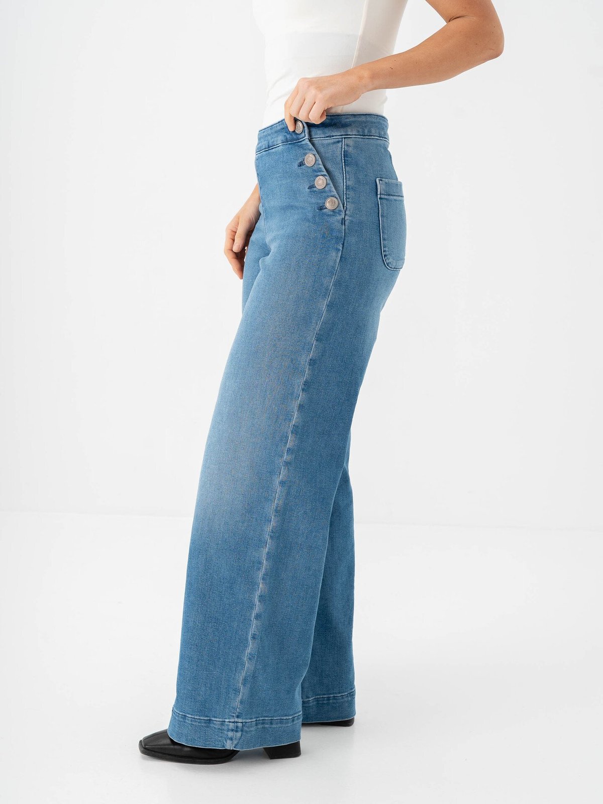 Only Madison Blush High Waist Wide Denim Medium Blue Denim