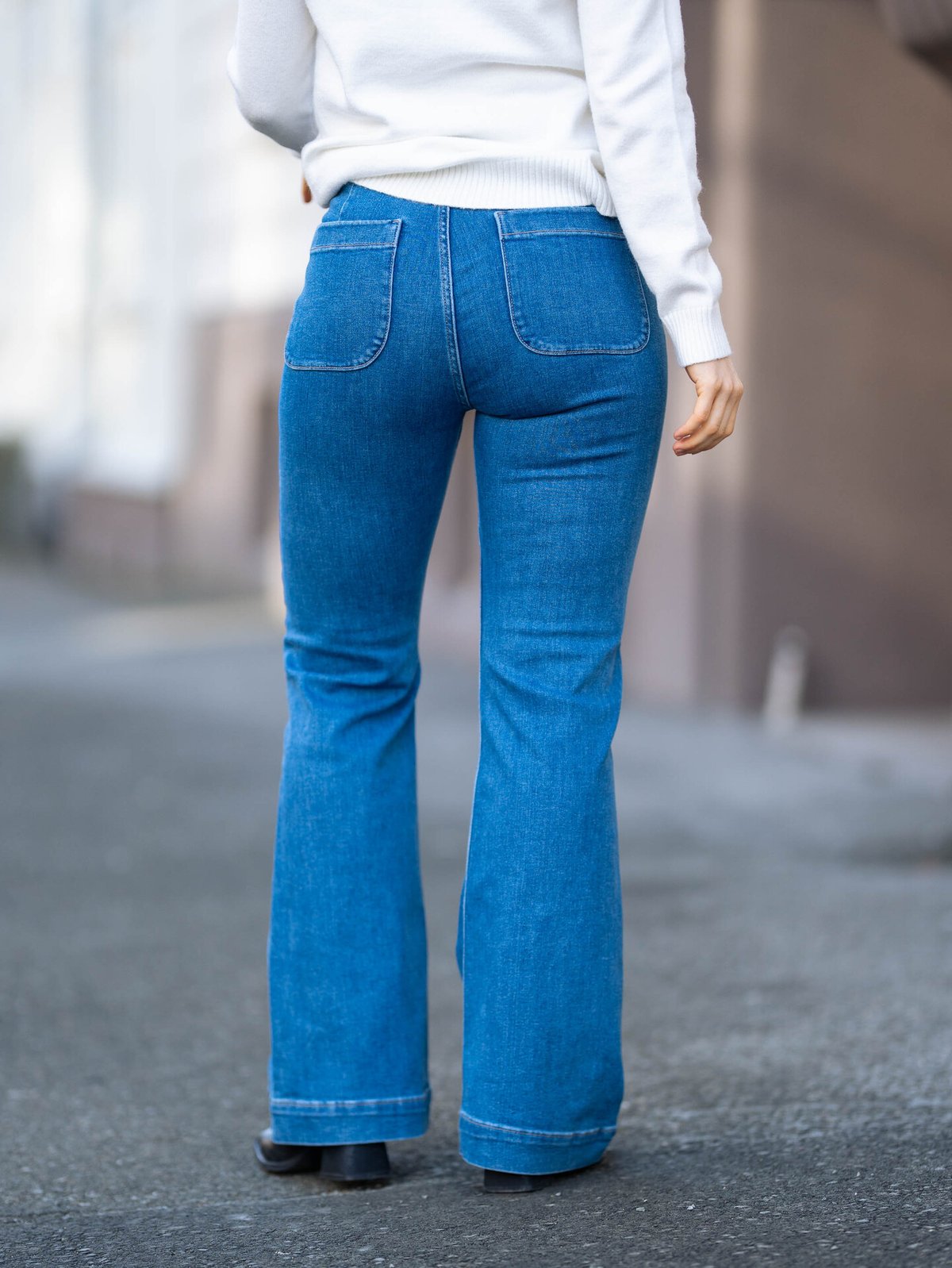 Only Madison High Waist Pocket Flare Denim Light Blue Denim