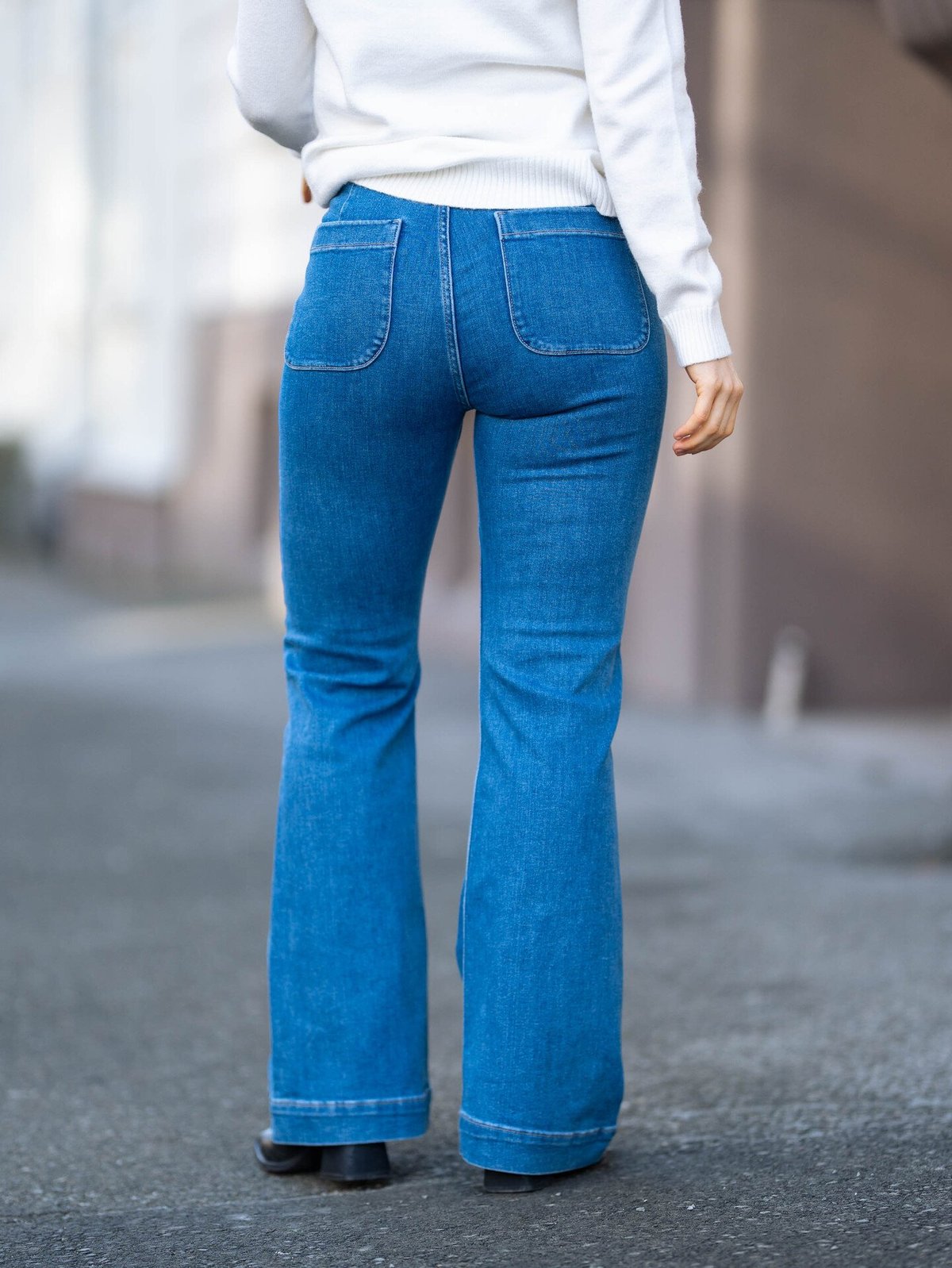 Only Madison High Waist Pocket Flare Denim Light Blue Denim