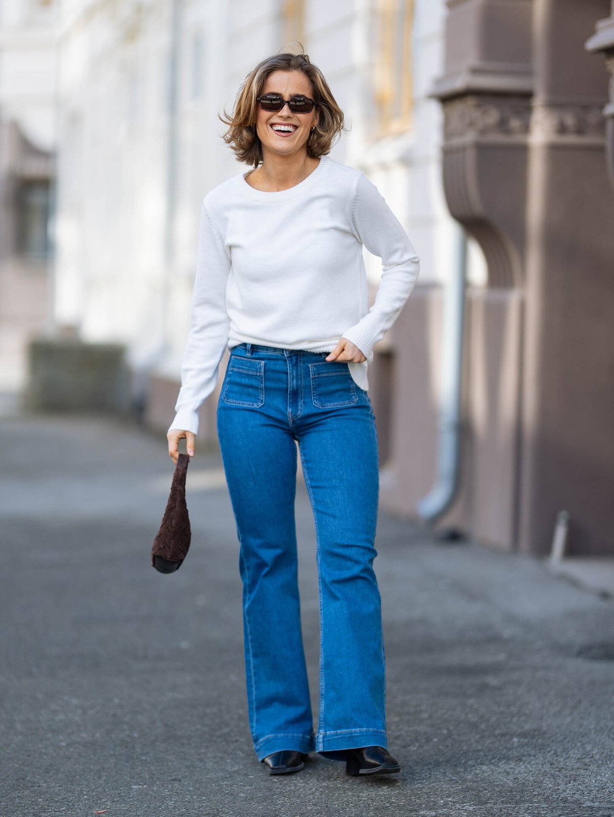 Only Madison High Waist Pocket Flare Denim Light Blue Denim