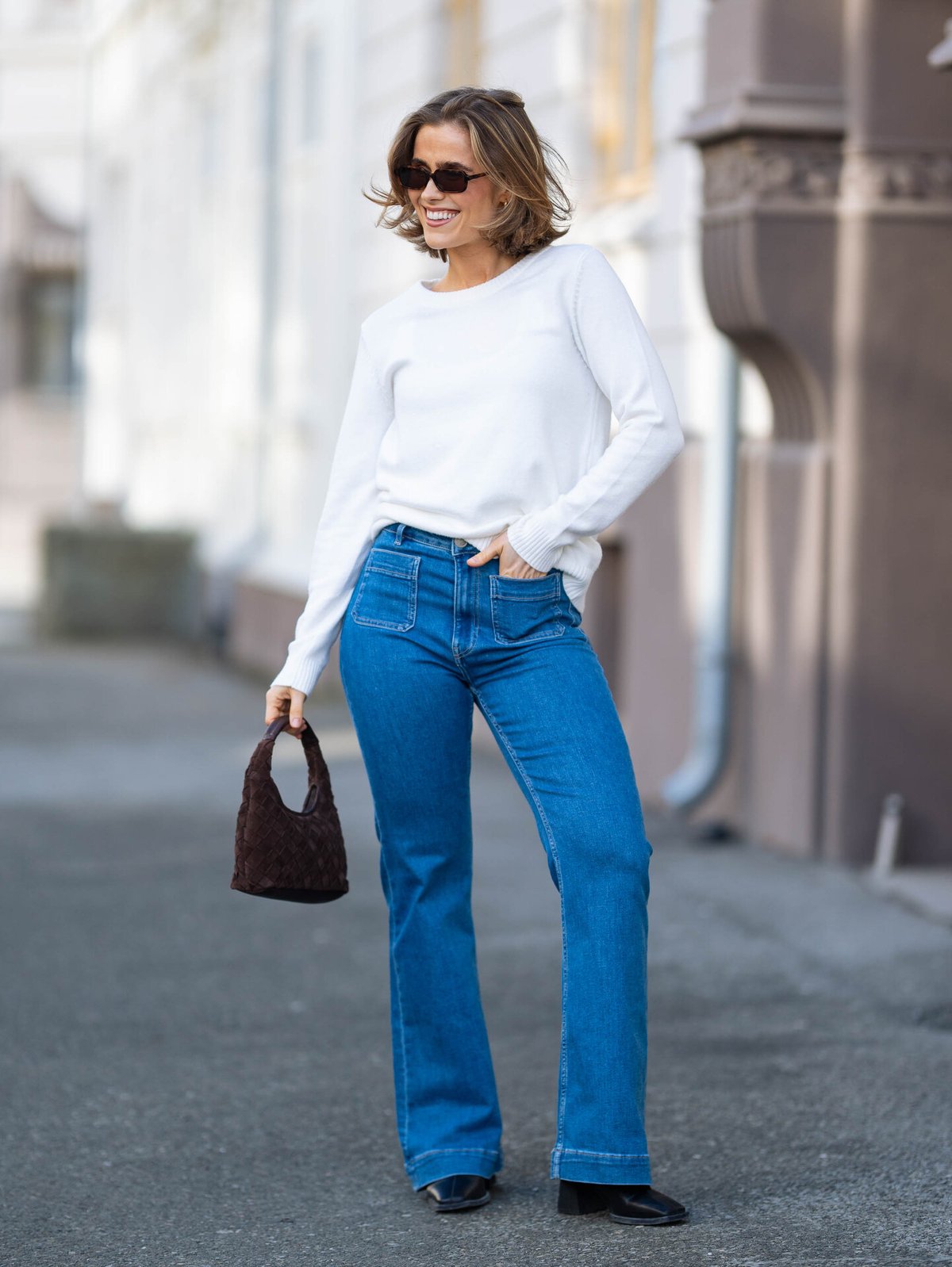Only Madison High Waist Pocket Flare Denim Light Blue Denim