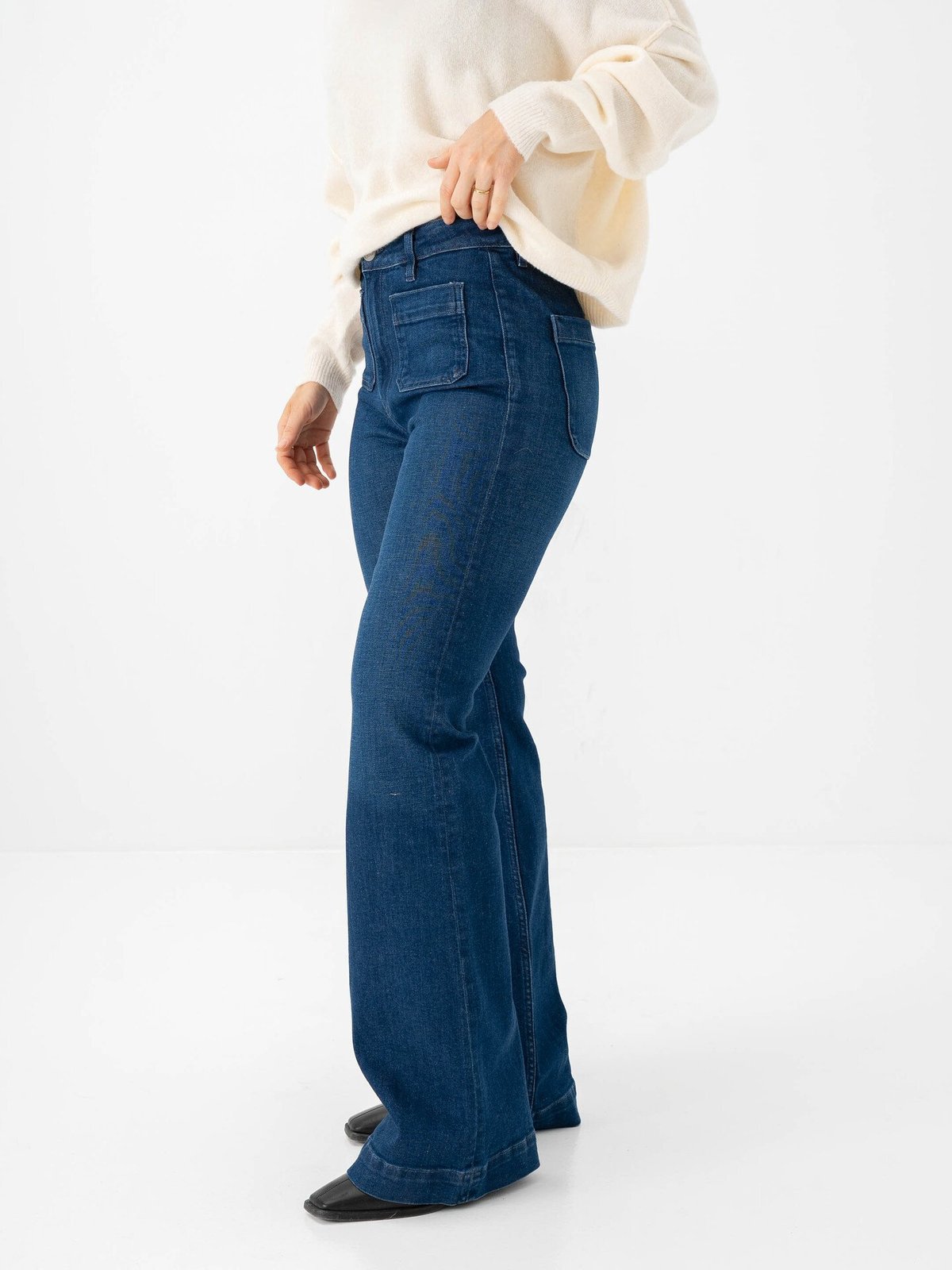 Only Madison High Waist Pocket Flare Denim Dark Blue Denim