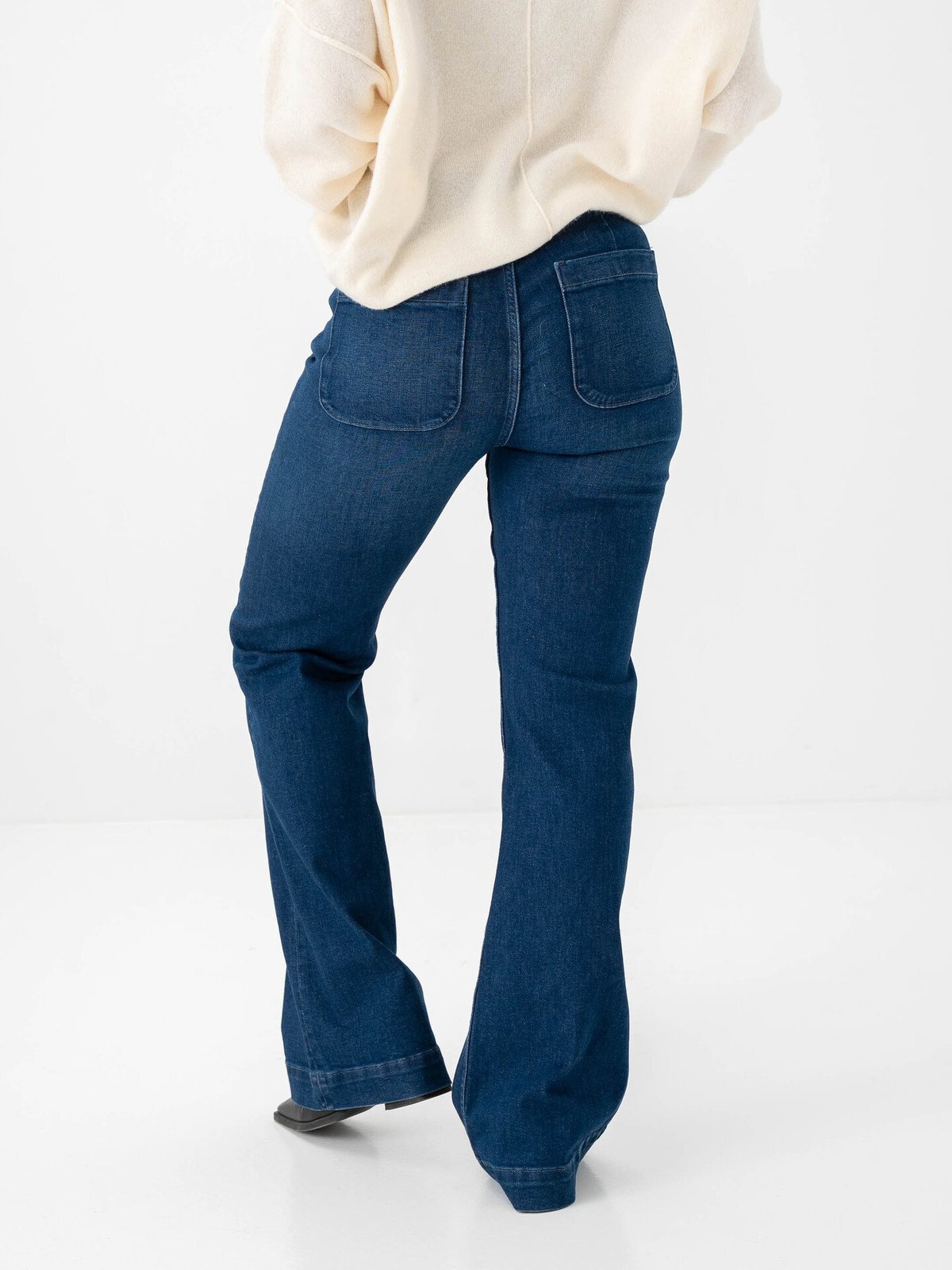 Only Madison High Waist Pocket Flare Denim Dark Blue Denim