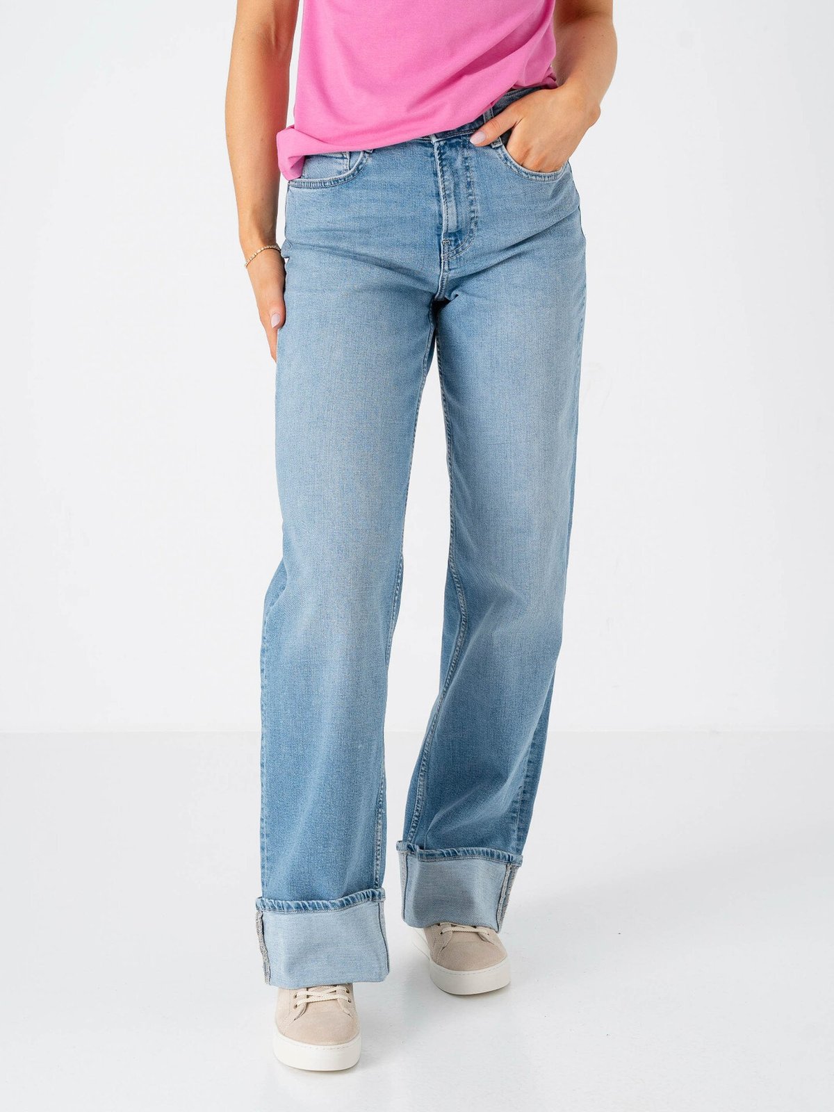 Only Mercer High Waist Fold Up Denim Light Blue Denim