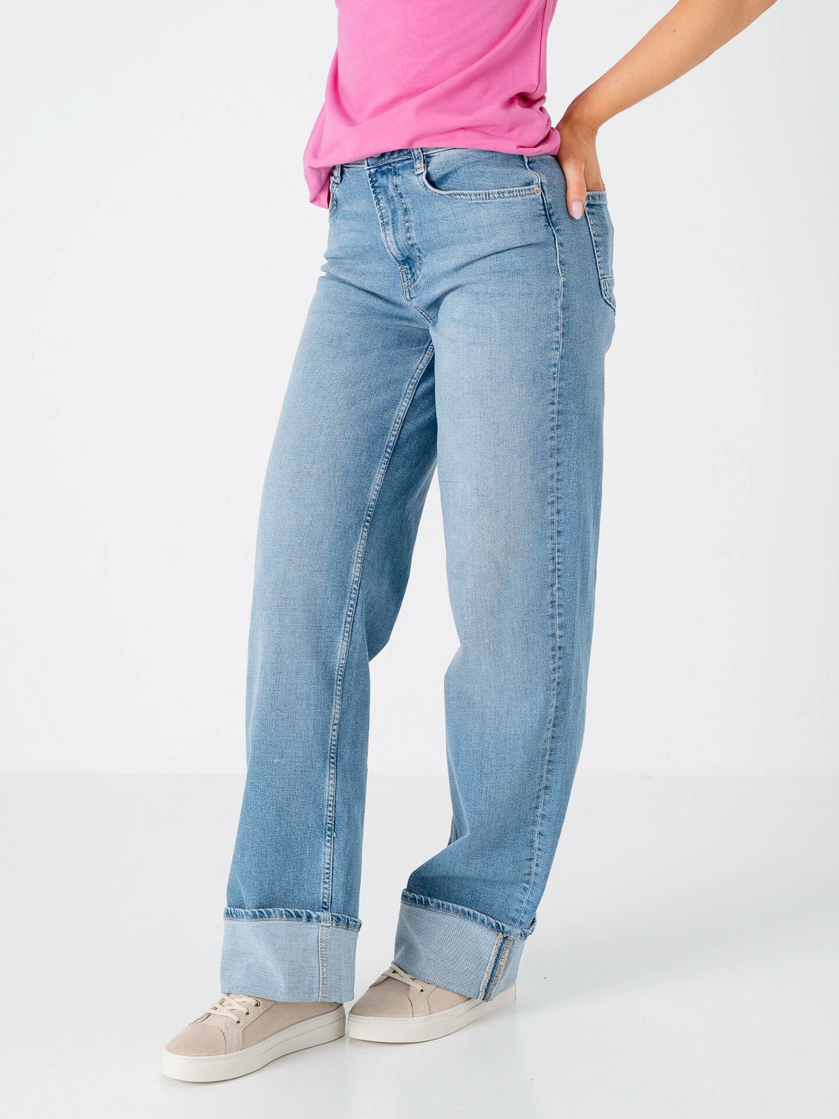 Only Mercer High Waist Fold Up Denim Light Blue Denim