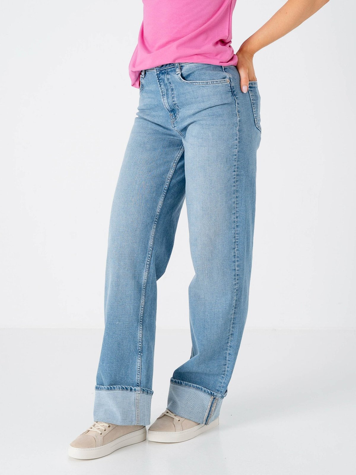 Only Mercer High Waist Fold Up Denim Light Blue Denim