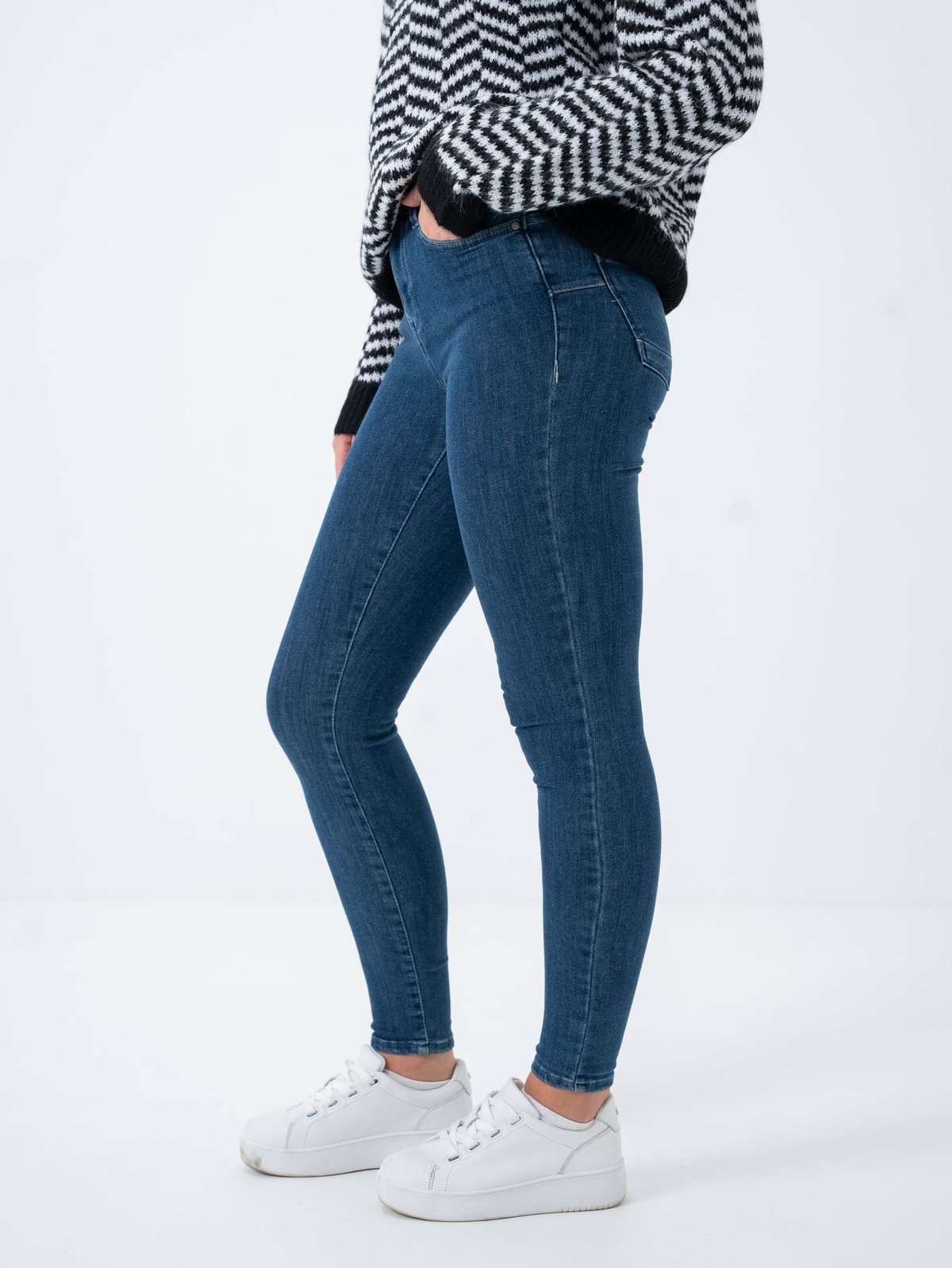 Only Power Mid Pushup Dark Blue Denim