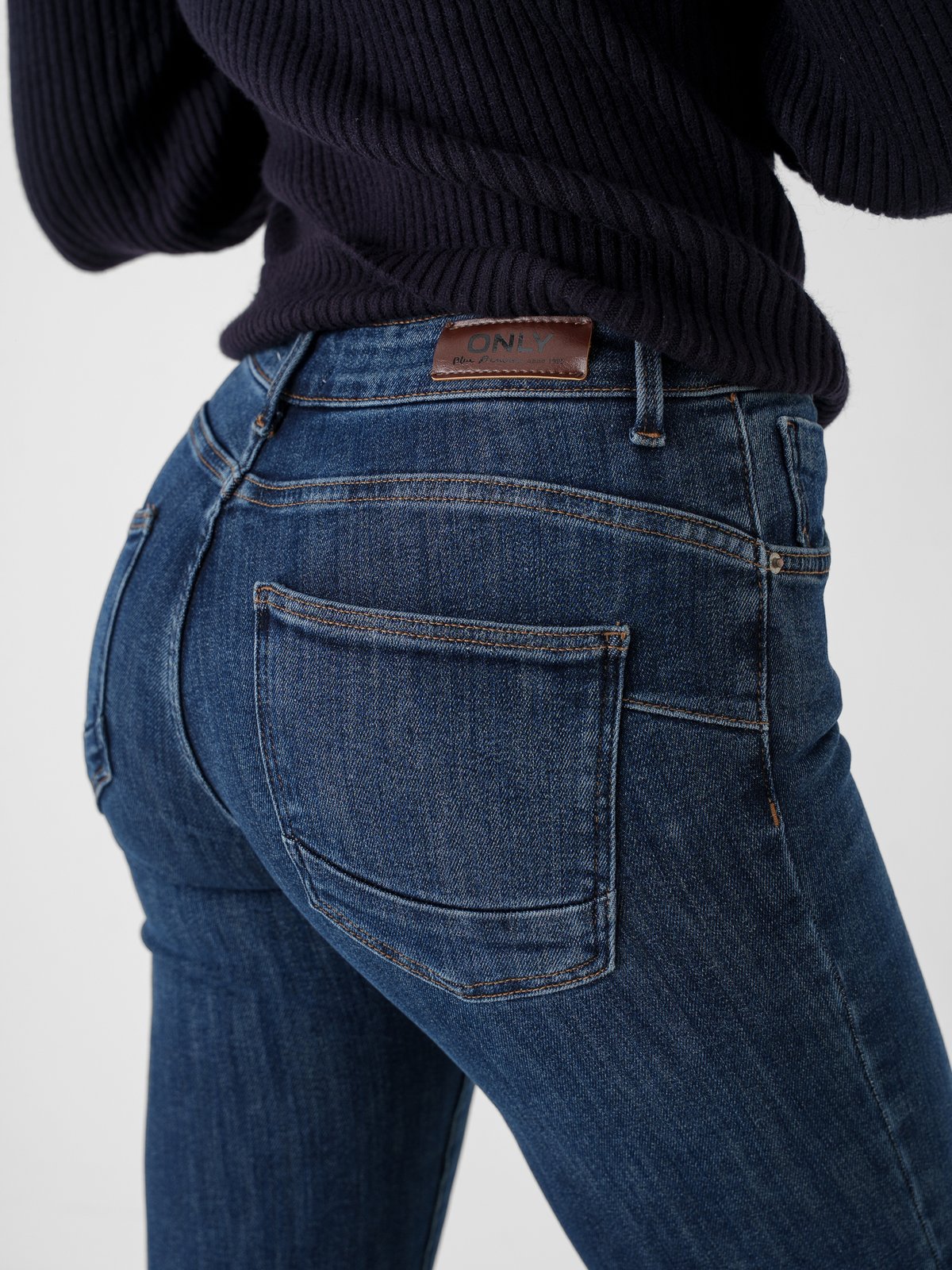 Only Power Mid Pushup Dark Blue Denim