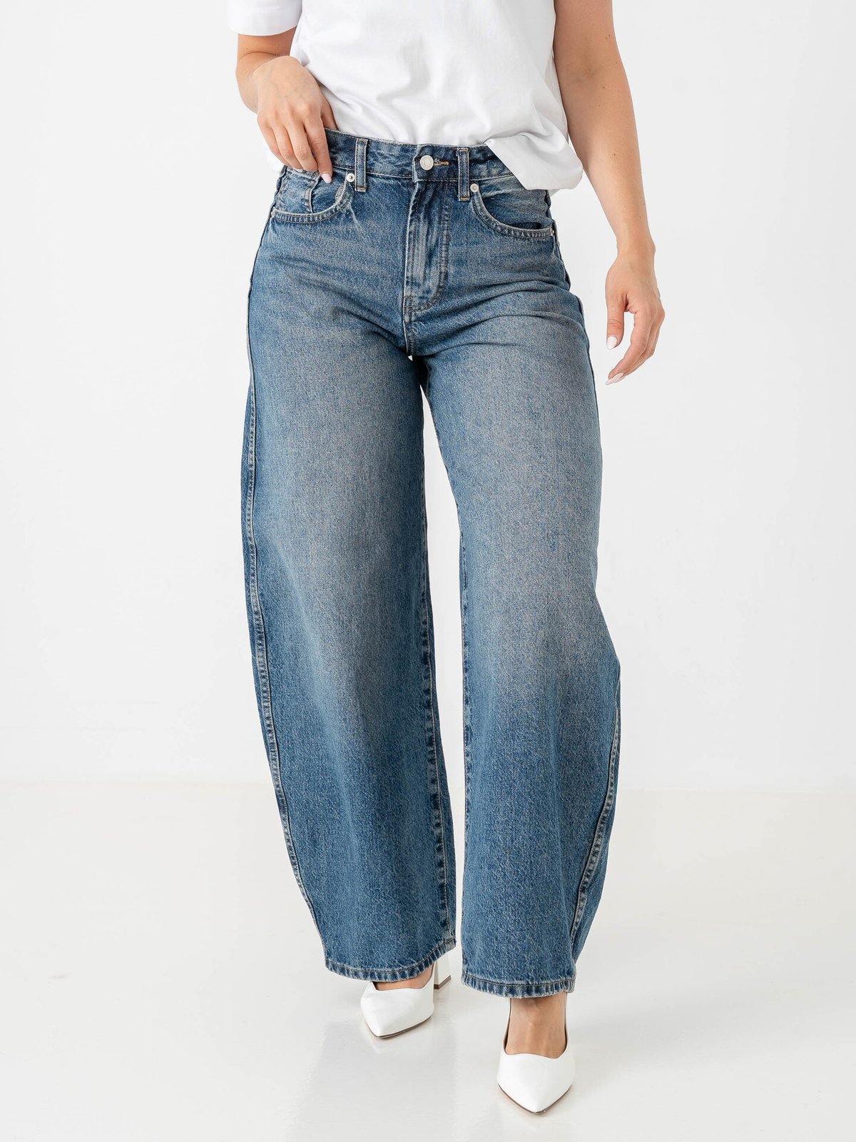 Only Taylor High Waist Barrel Denim Dark Bue Denim