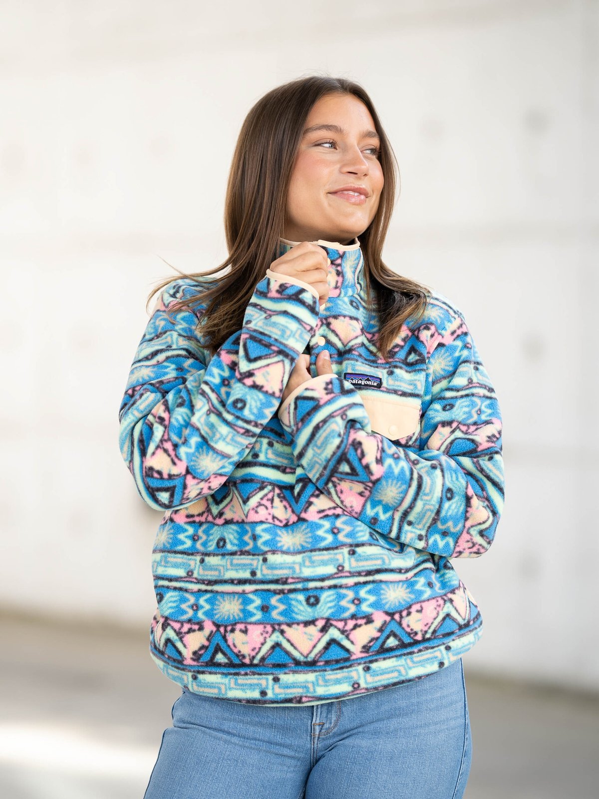 Patagonia Lightweight Synchilla Snap-T Fleece Pullover High Hopes Geo/ Salamander Green