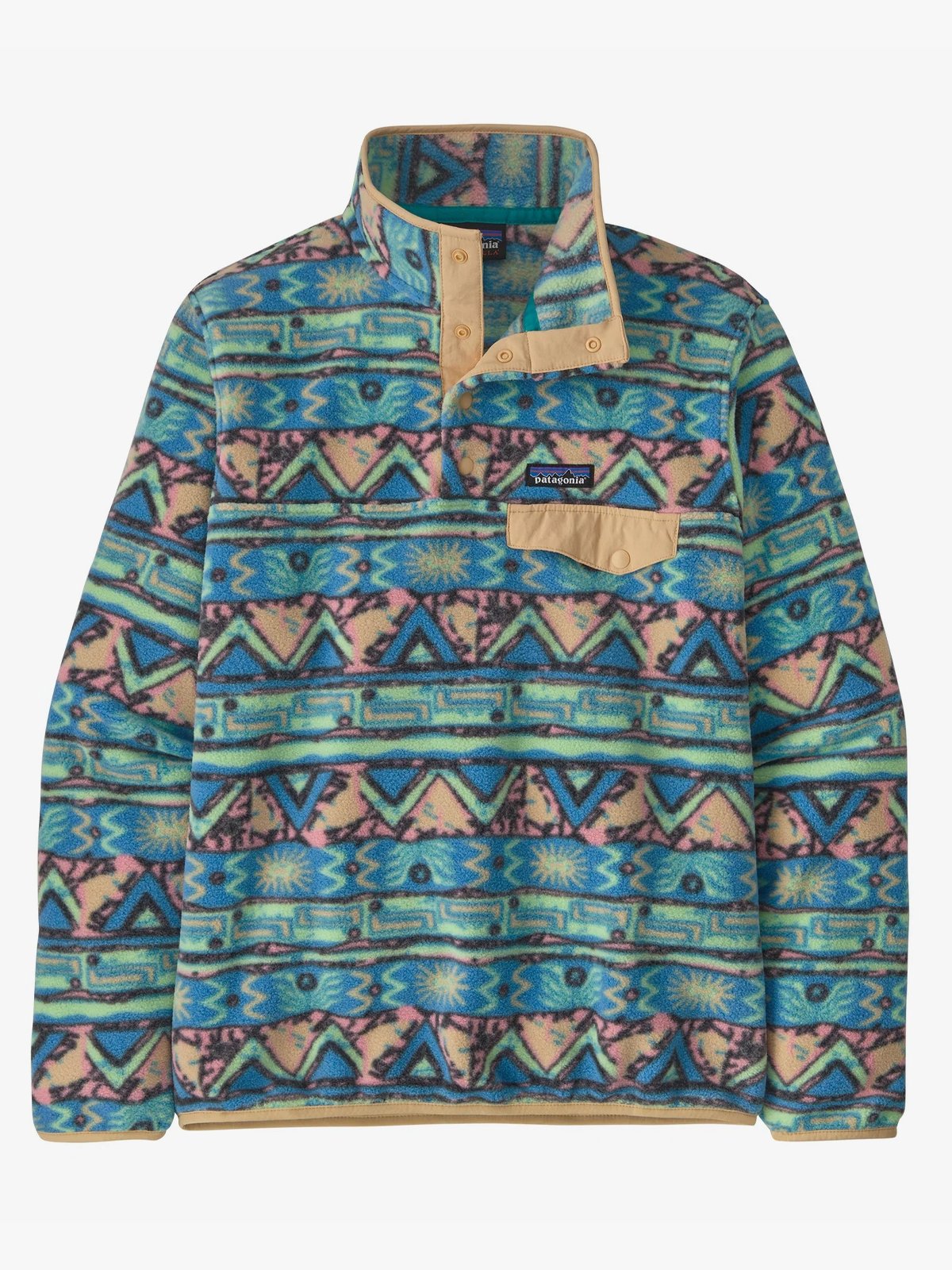 Patagonia Lightweight Synchilla Snap-T Fleece Pullover High Hopes Geo/ Salamander Green