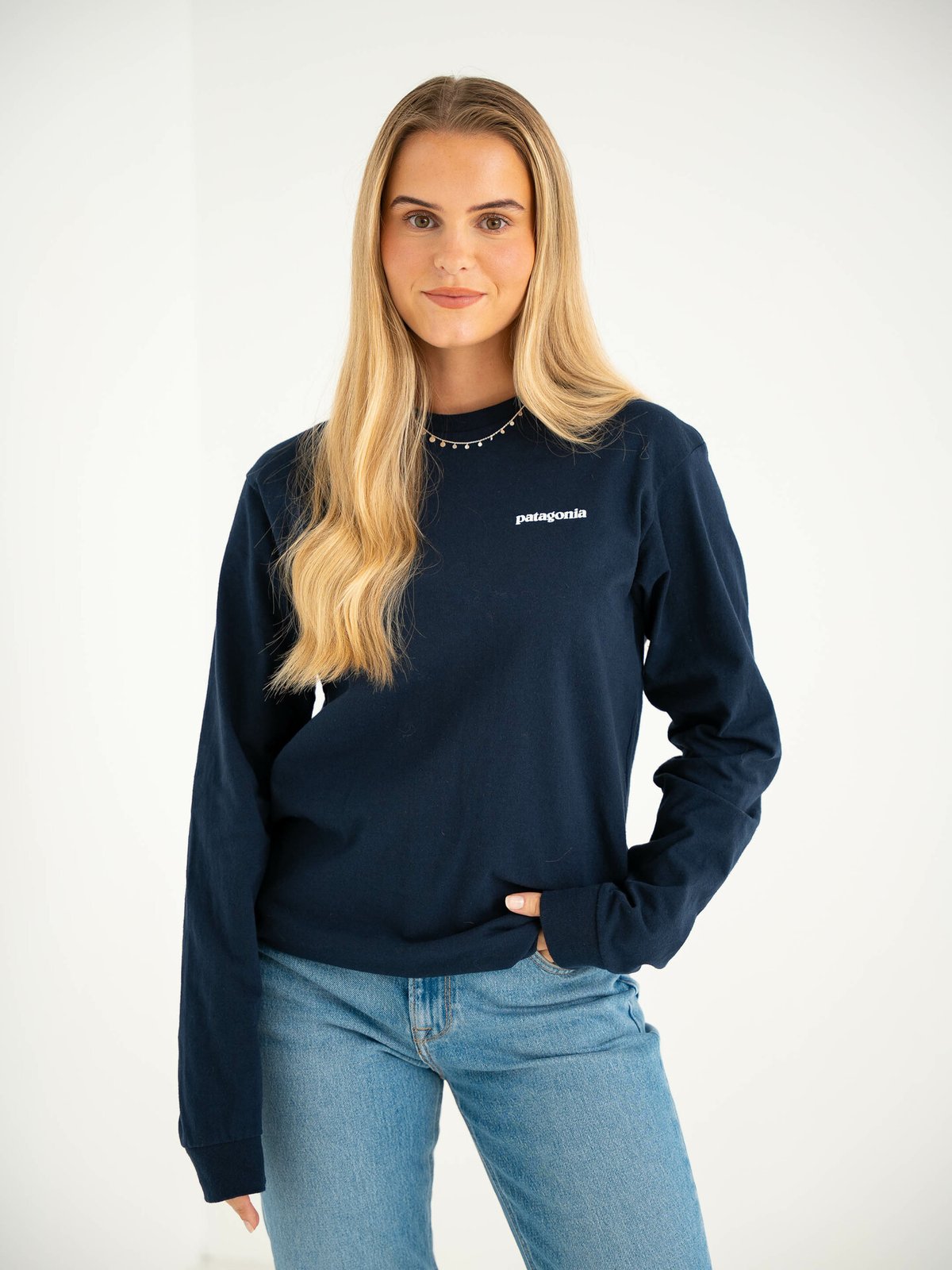 Patagonia Long Sleeve P-6 Logo Responsibili-T Classic Navy
