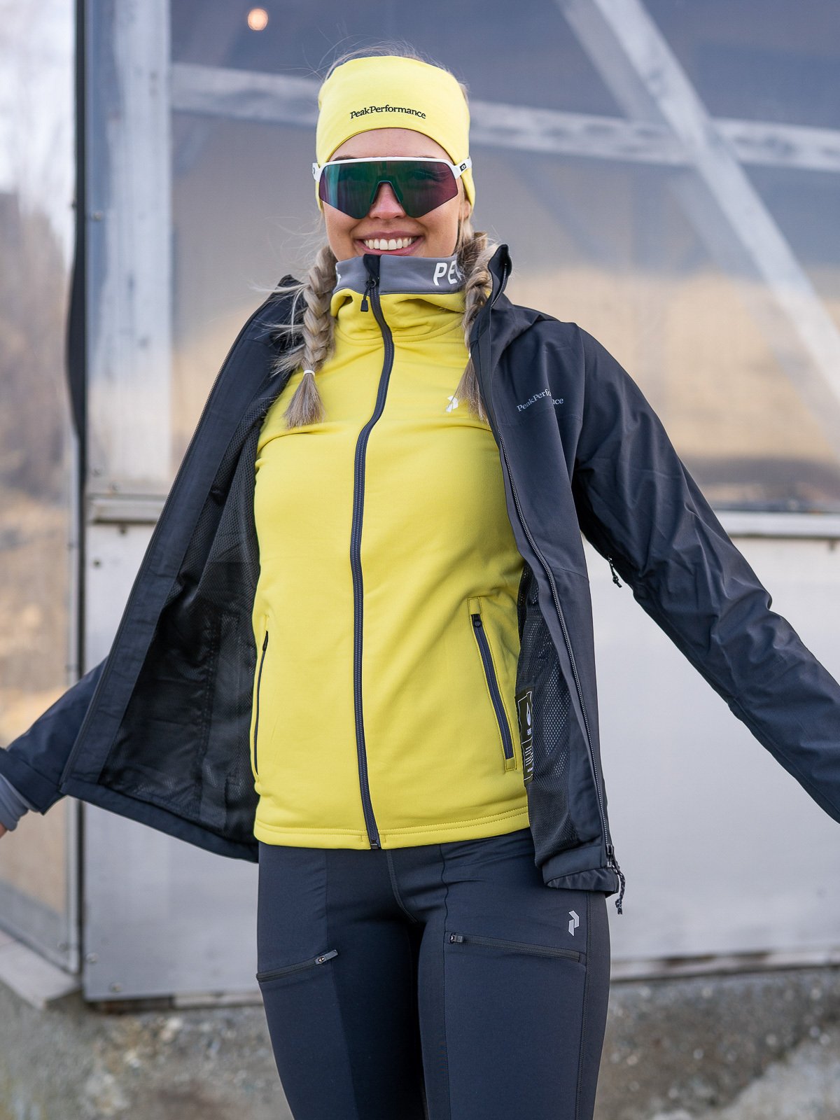 Peak Performance Rider Zip Hood Canary Lime / Quiet Grey
