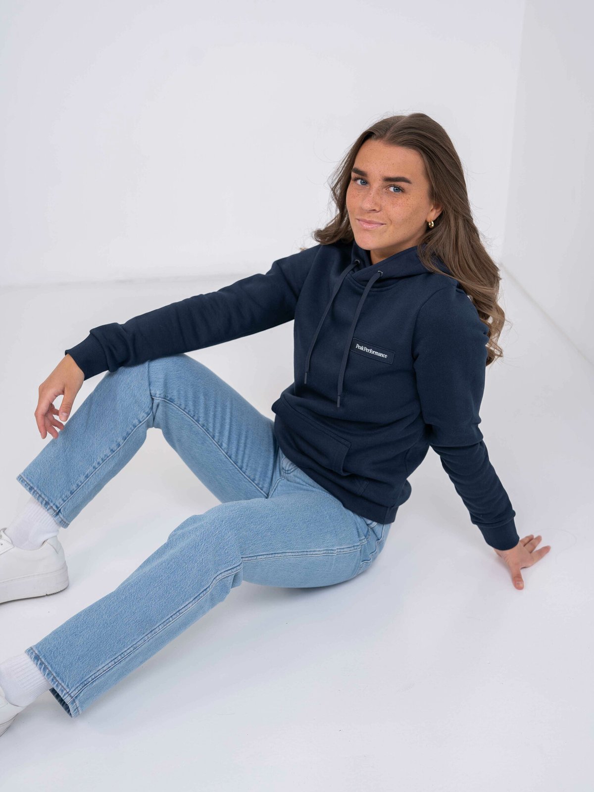 Peak Performance Logo Hood Sweatshirt Blue Shadow