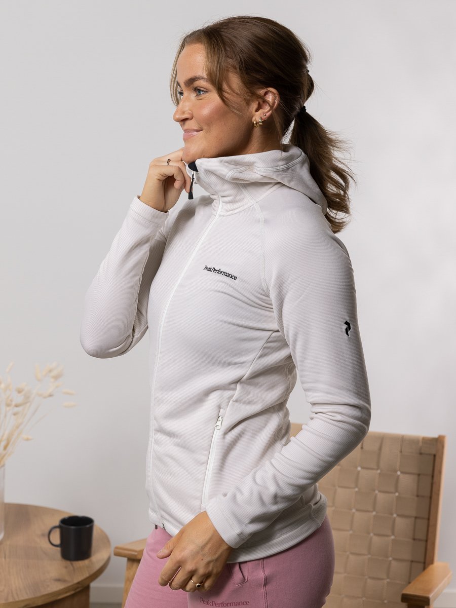 Peak Performance Midlayer Zip Hood Offwhite