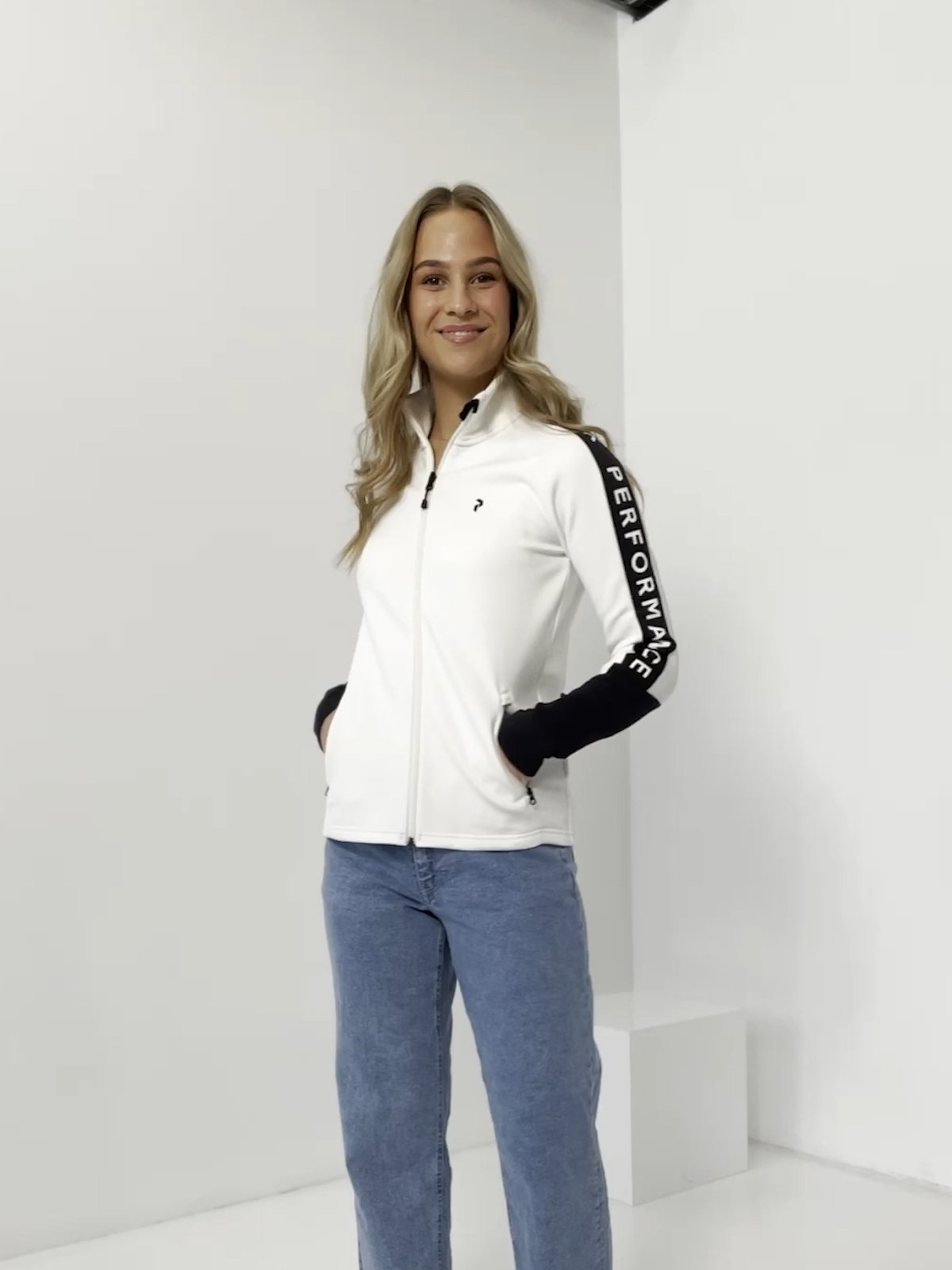 Peak Performance Rider Mid Zip Jacket Off White / Black