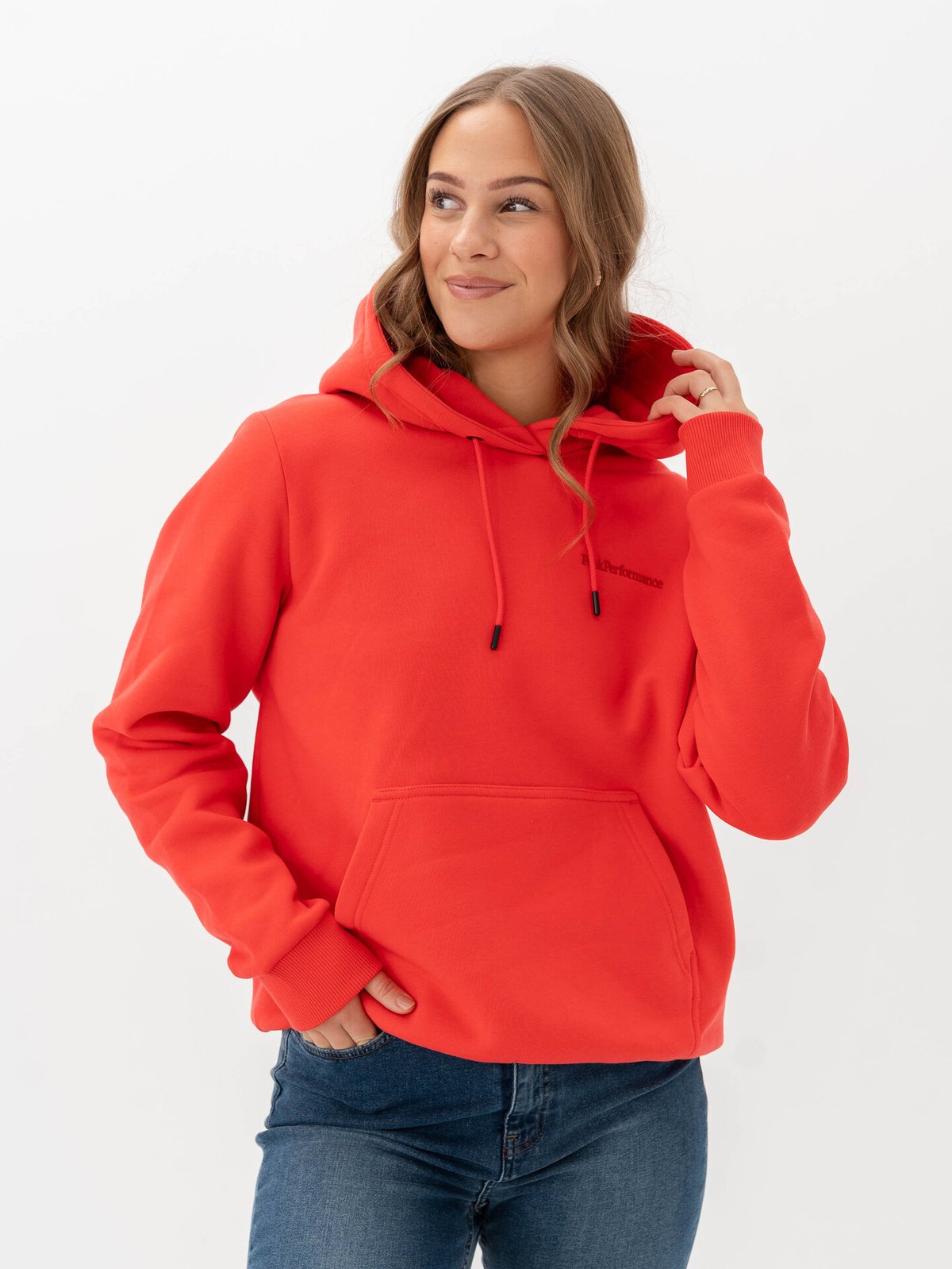 Peak Performance Original Small Logo Hood Brilliant Red