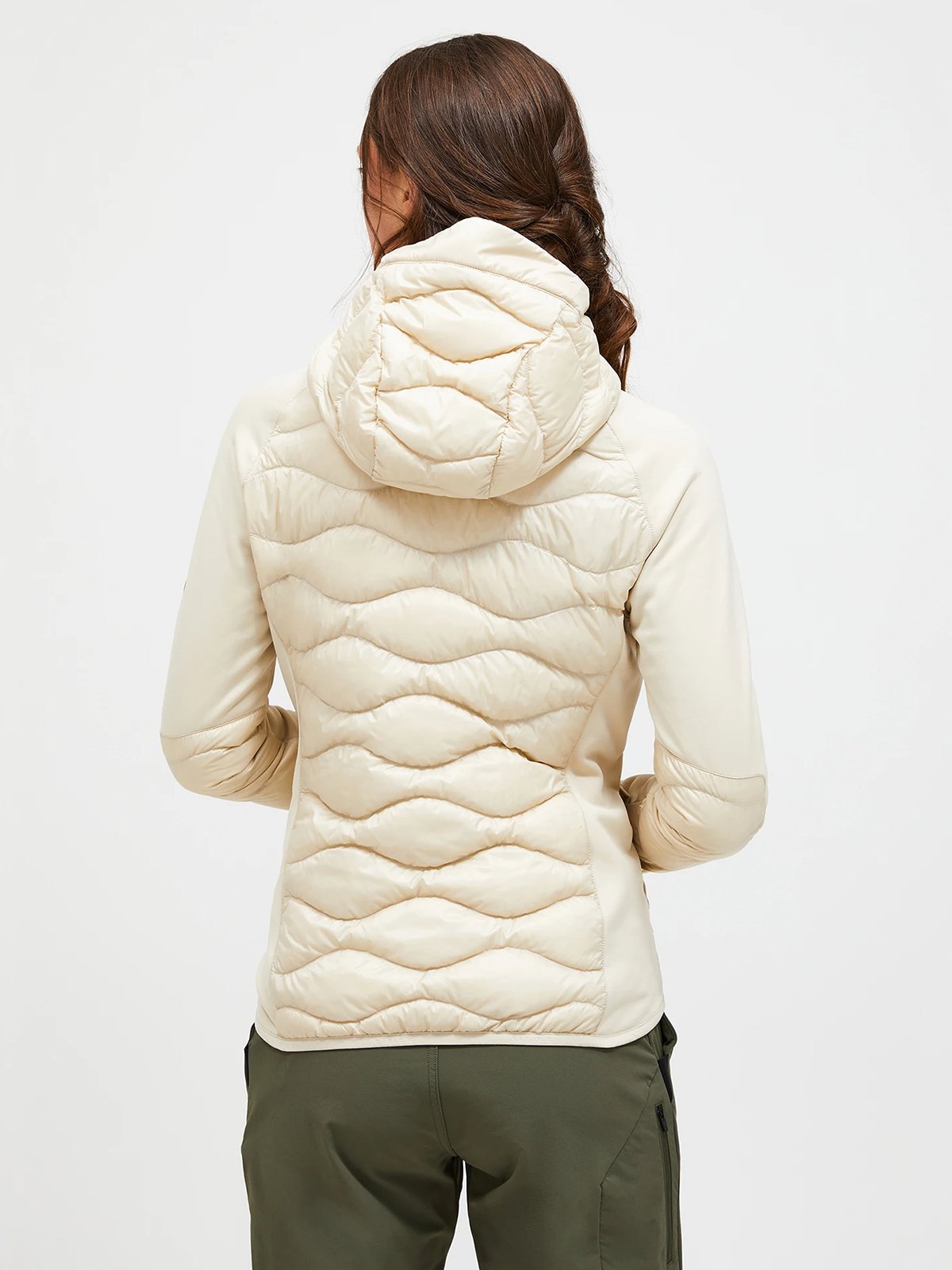 Peak Performance Helium Down Hybrid Hood Women Sand Fog