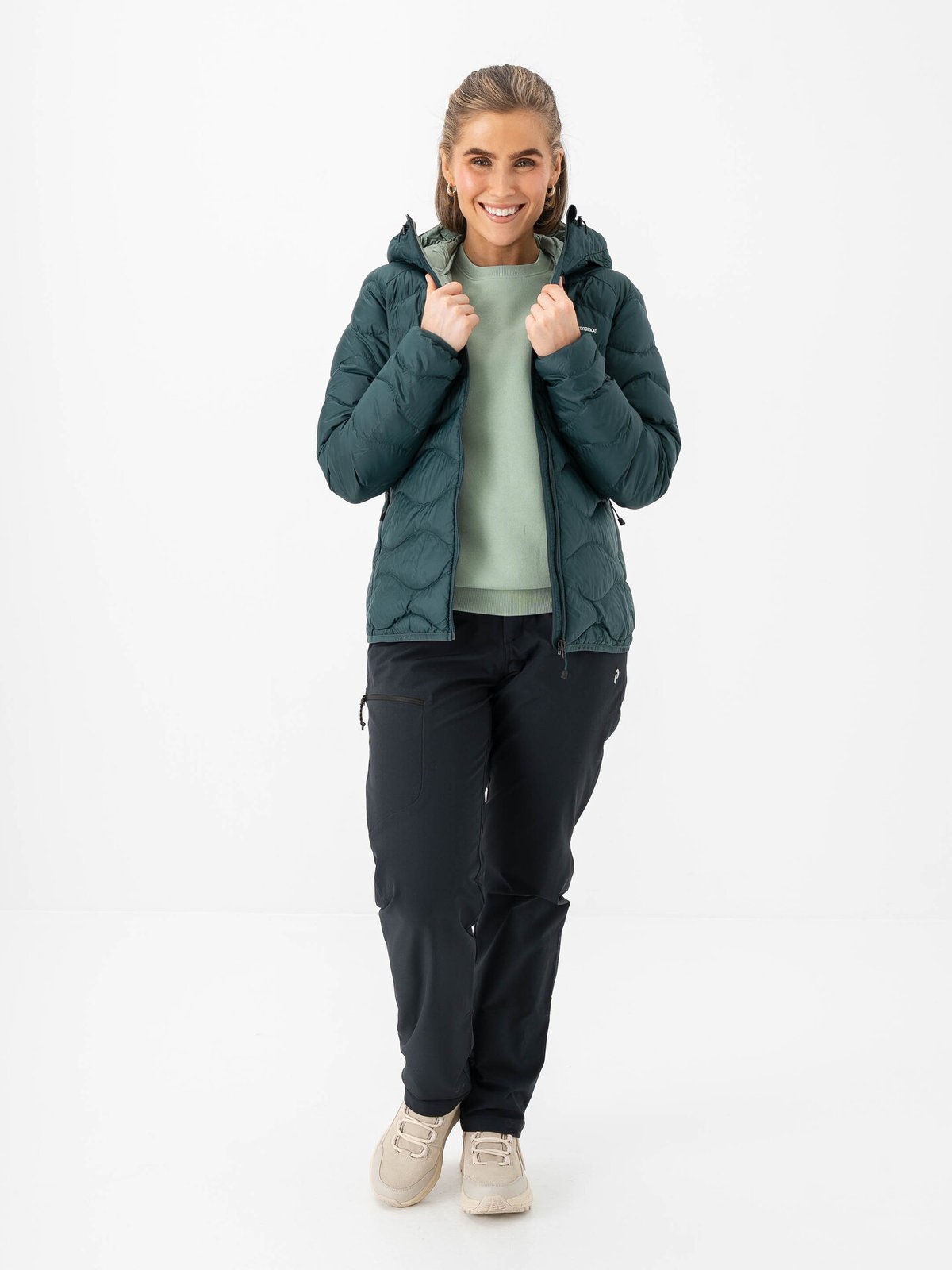 Peak Performance Helium Down Hood Jacket Women Ponderosa Pine / Green Valley