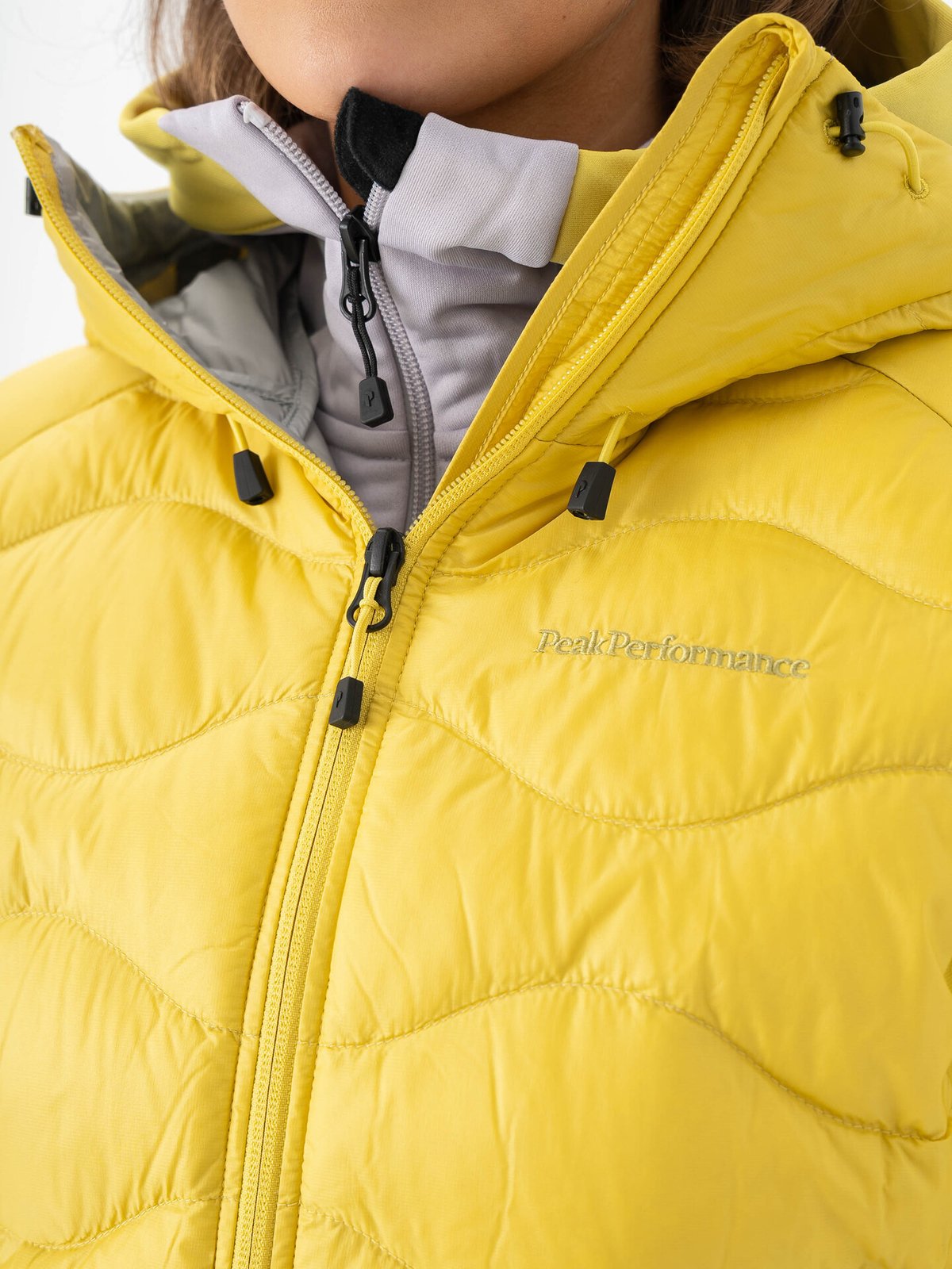 Peak Performance Helium Down Hood Jacket Women Canary Lime / Summit Smoke