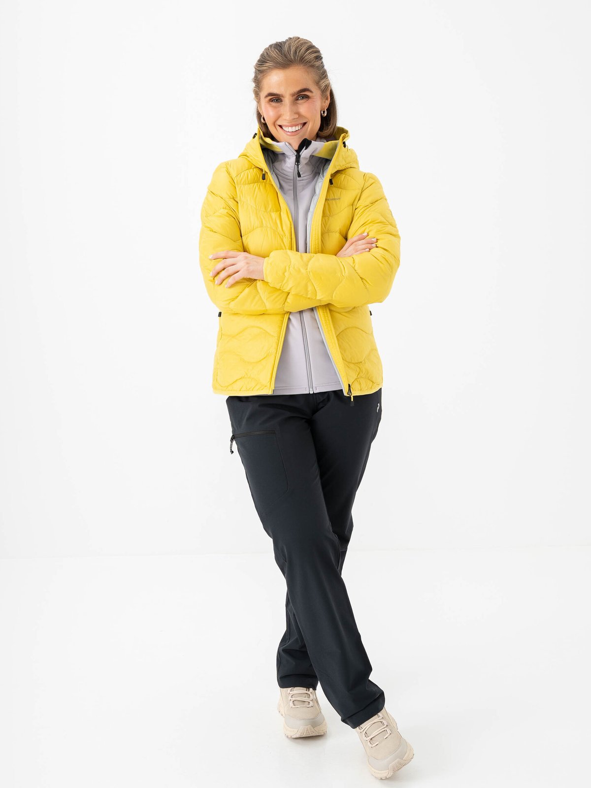 Peak Performance Helium Down Hood Jacket Women Canary Lime / Summit Smoke