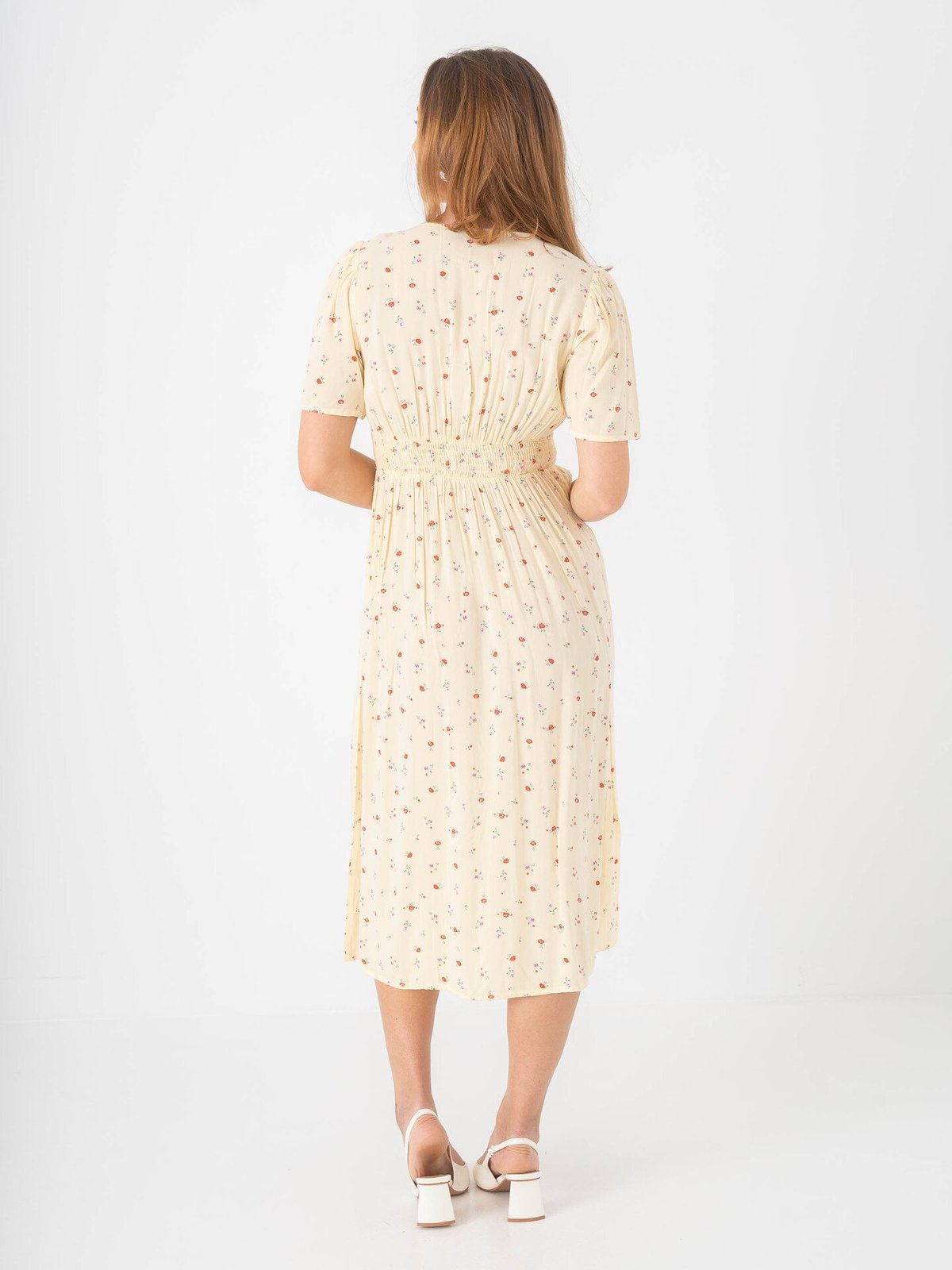 Pieces Tala Short Sleeve Midi Dress French Vanilla / Flower
