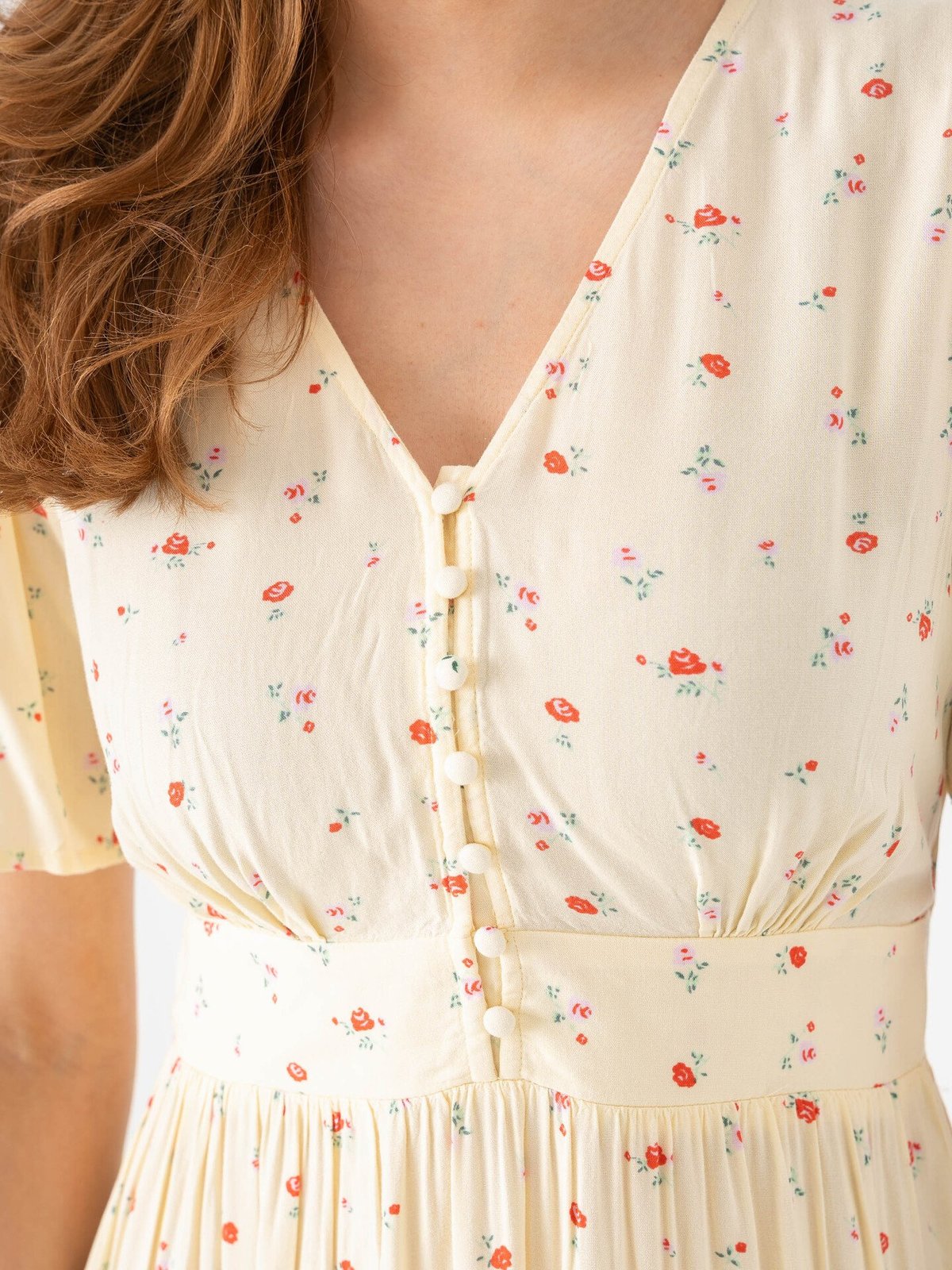 Pieces Tala Short Sleeve Midi Dress French Vanilla / Flower