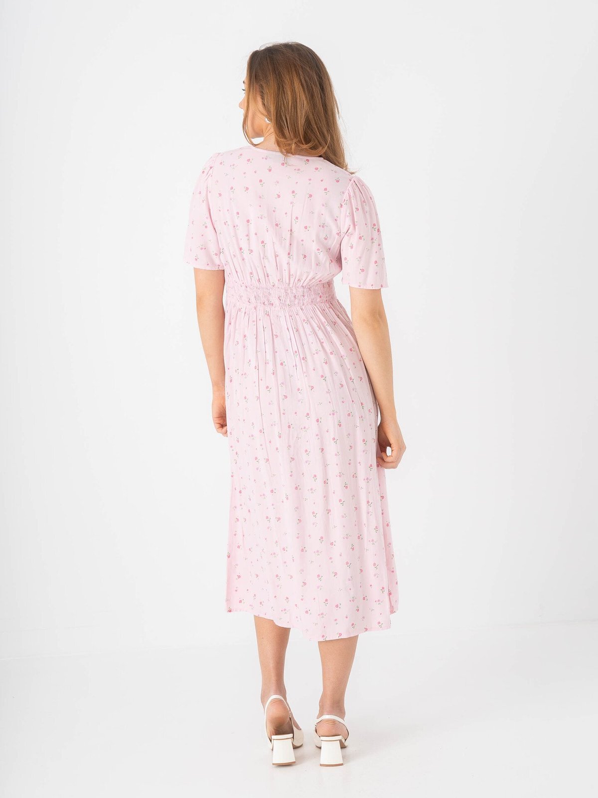 Pieces Tala Short Sleeve Midi Dress Roseate Spoonbill / Flower