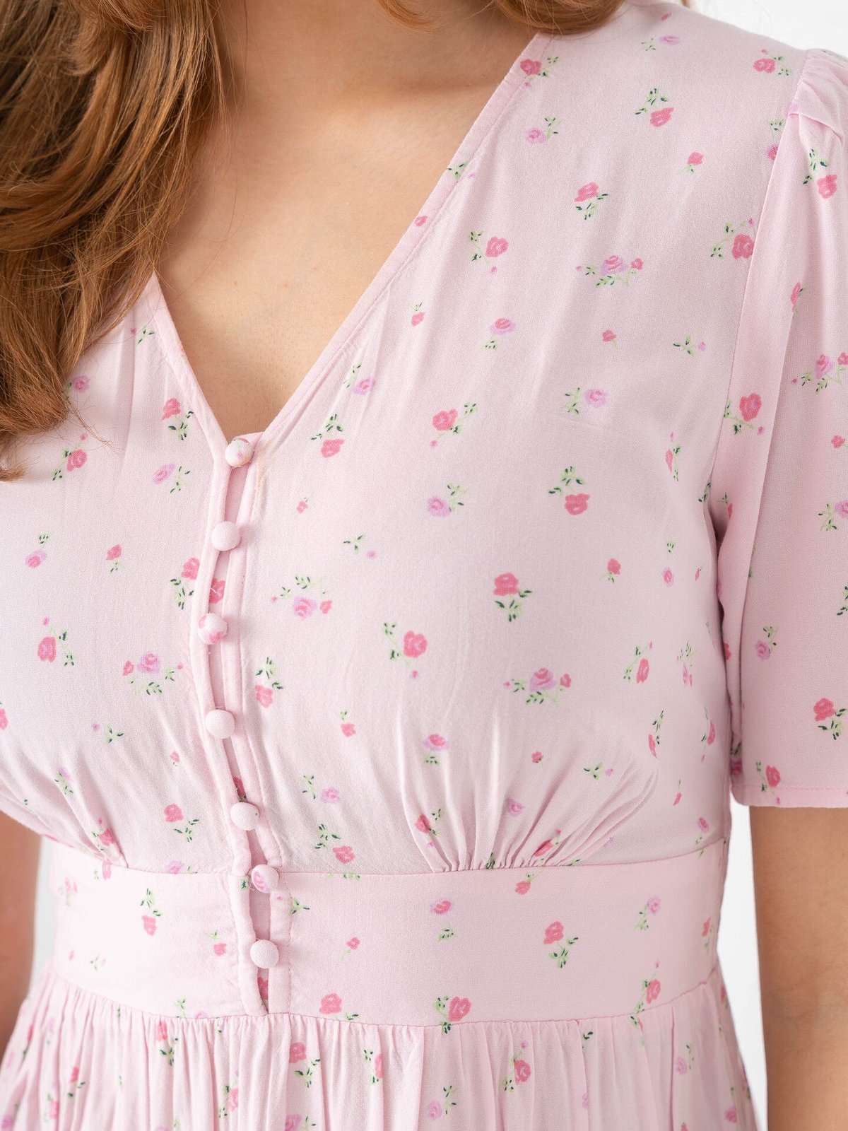 Pieces Tala Short Sleeve Midi Dress Roseate Spoonbill / Flower
