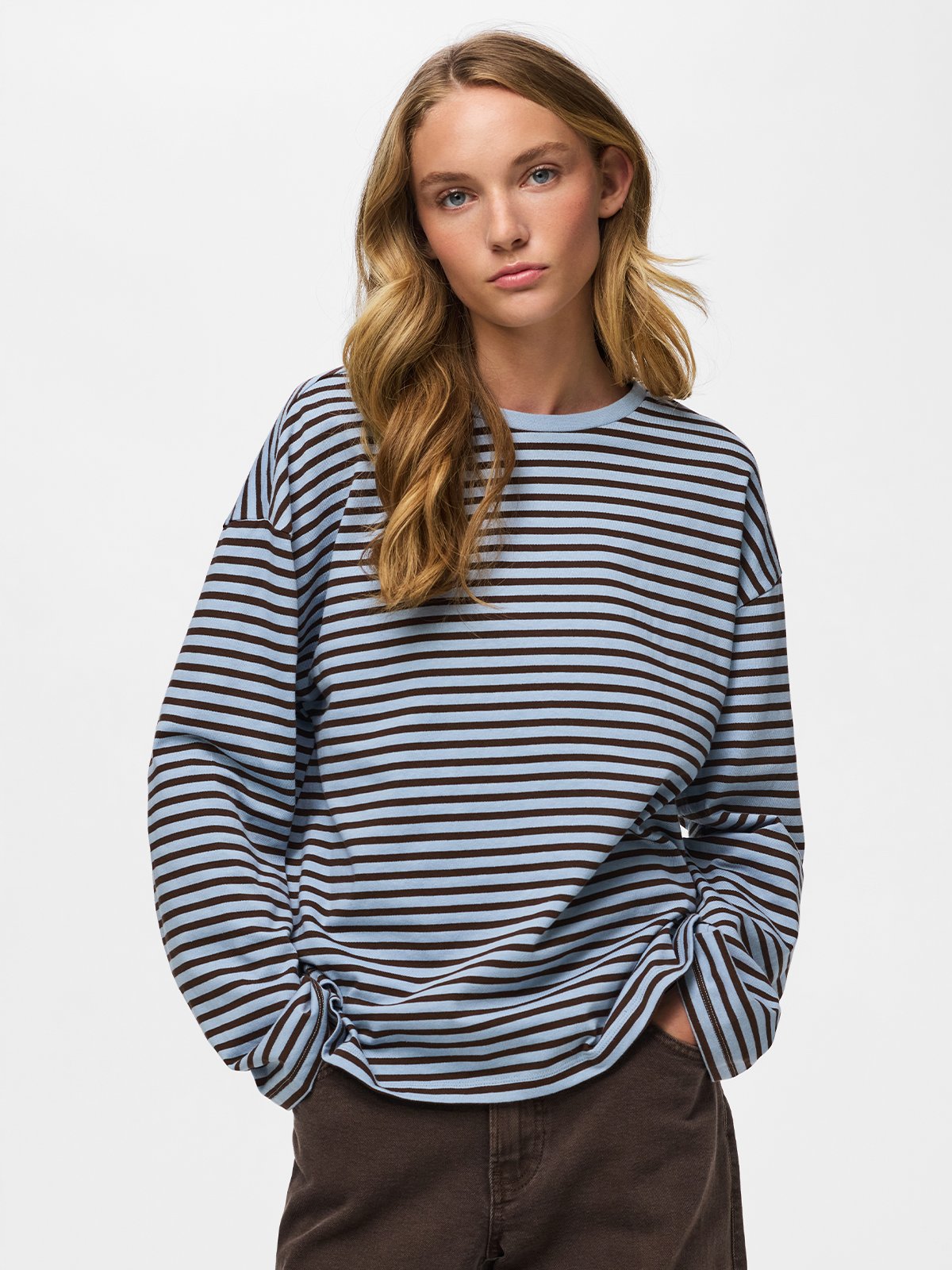 Pieces Sadie Long Sleeve Top Cashmere Blue