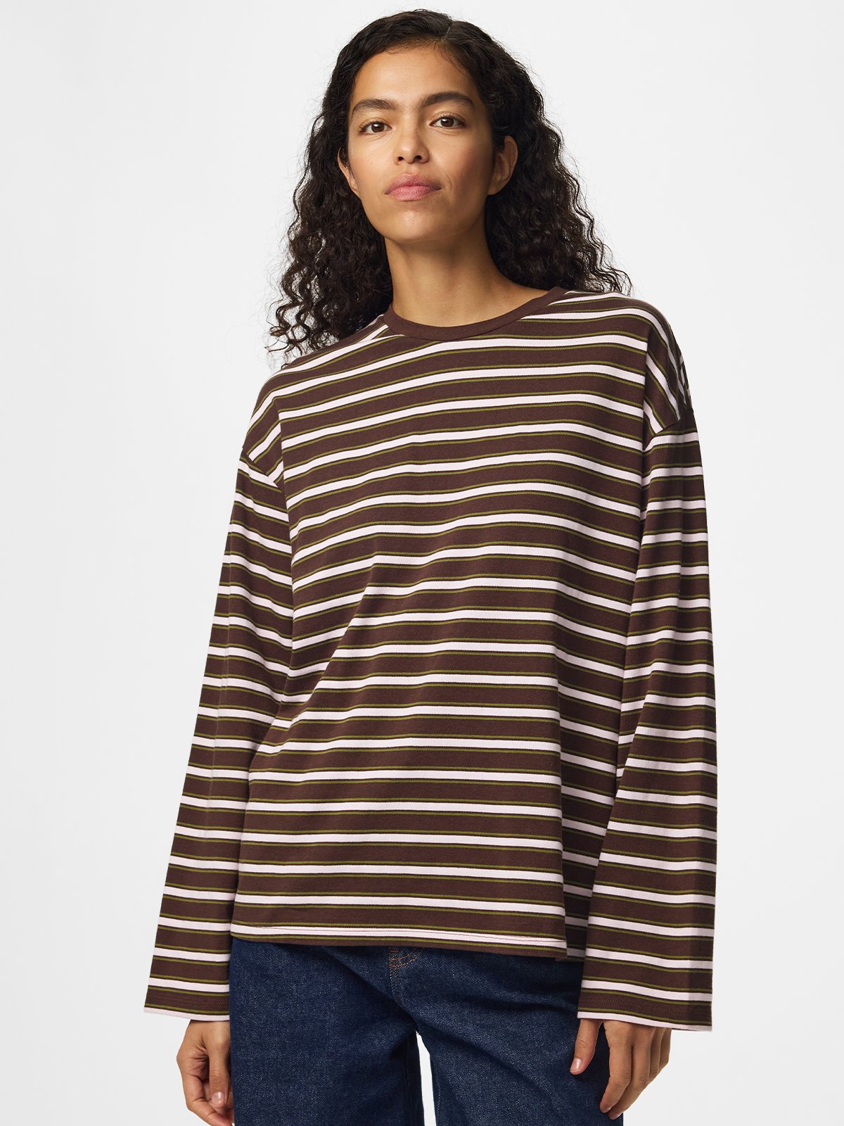 Pieces Sadie Long Sleeve Top Brun