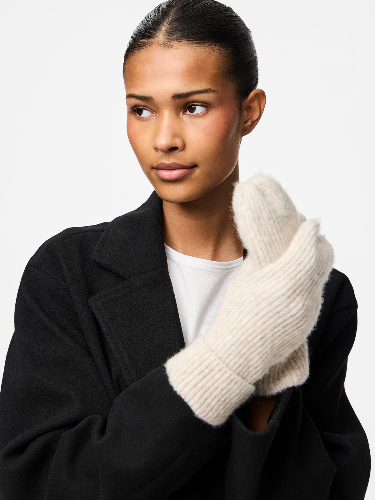 Pieces Moella Mittens Whitecap Gray Melange