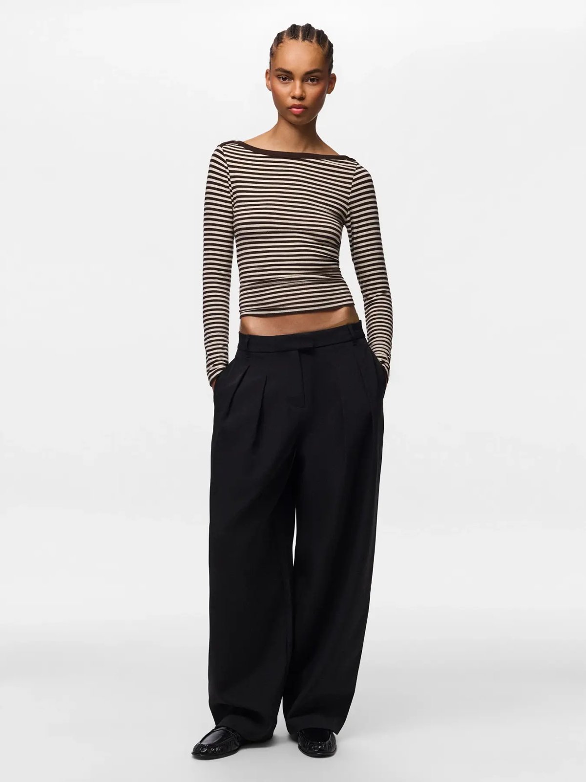 Pieces Olivia Mid Waist Barrel Pant Black