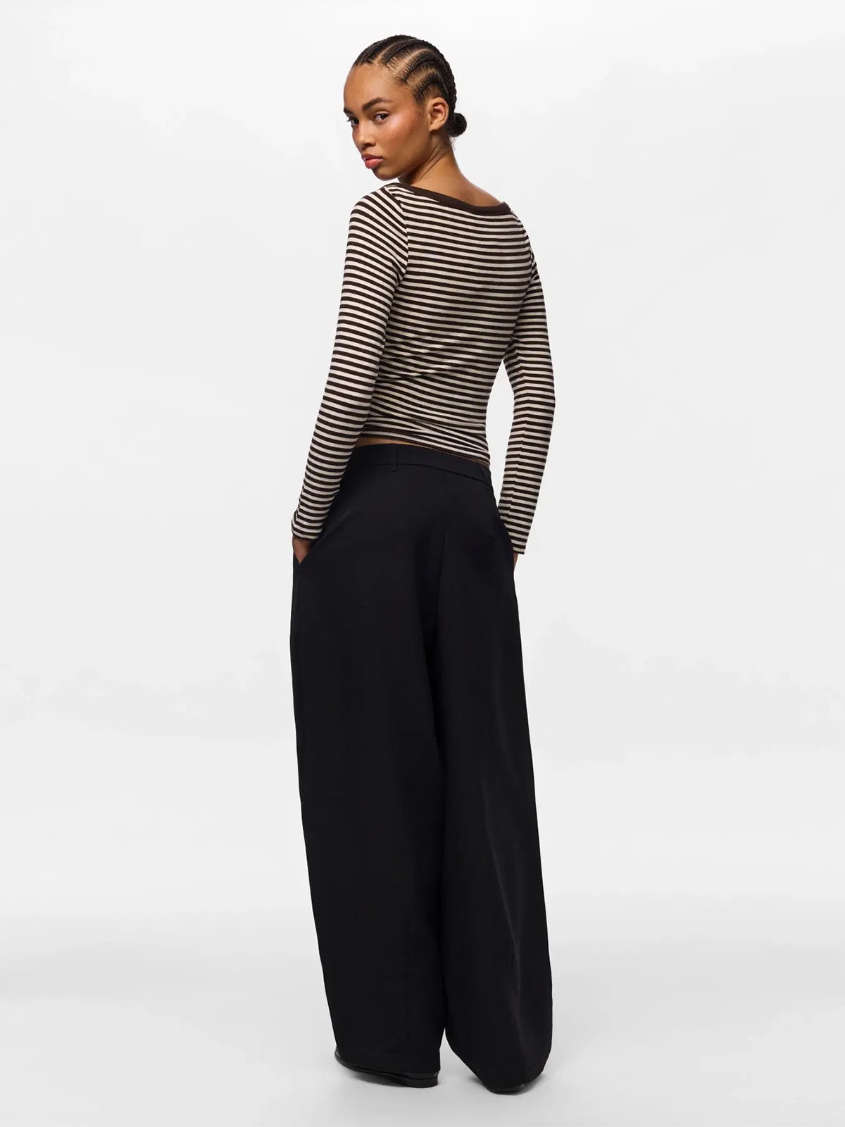 Pieces Olivia Mid Waist Barrel Pant Black