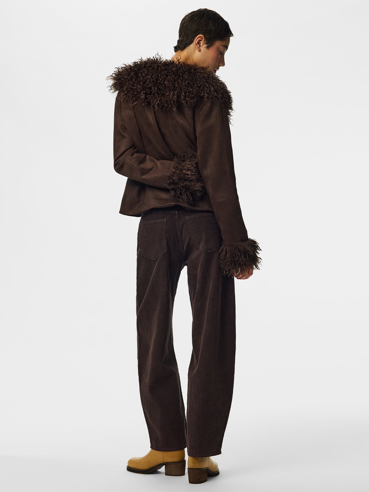 Pieces Nanna Brushed Short Jacket Brun