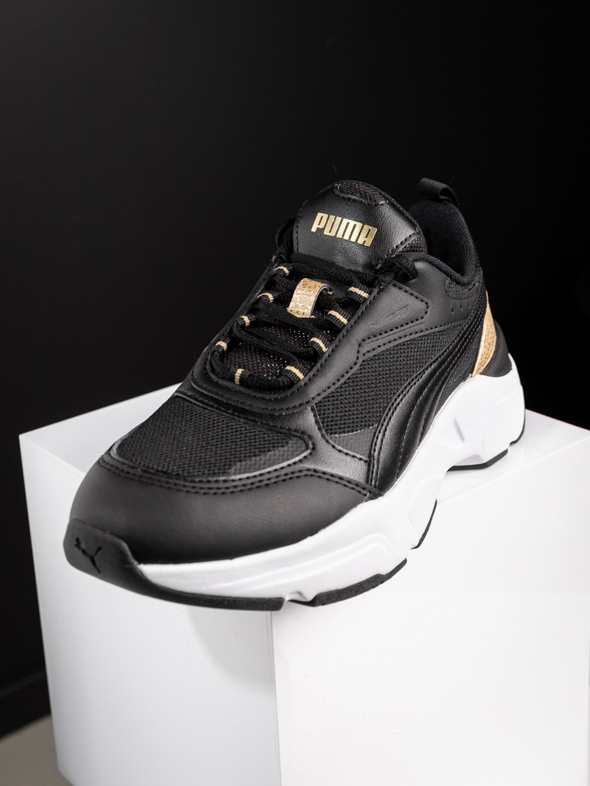Puma Cassia Distressed Puma Black-Puma Black-Puma Team Gold