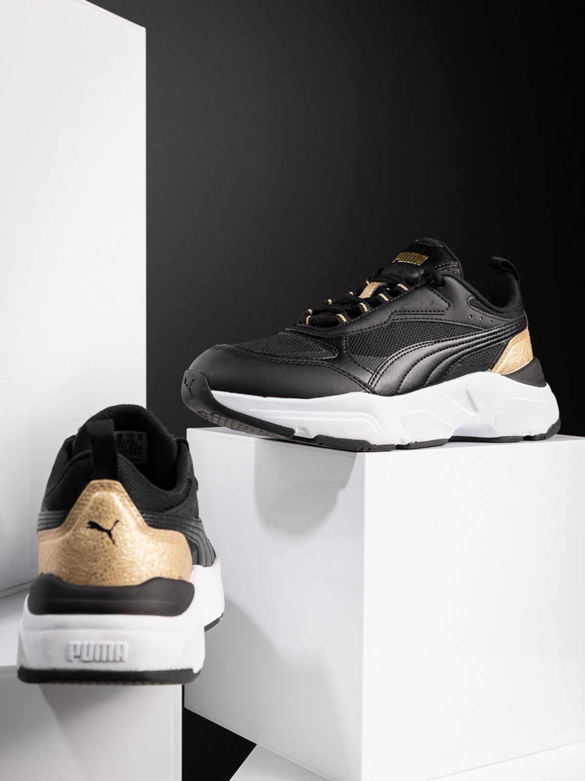 Puma Cassia Distressed Puma Black-Puma Black-Puma Team Gold