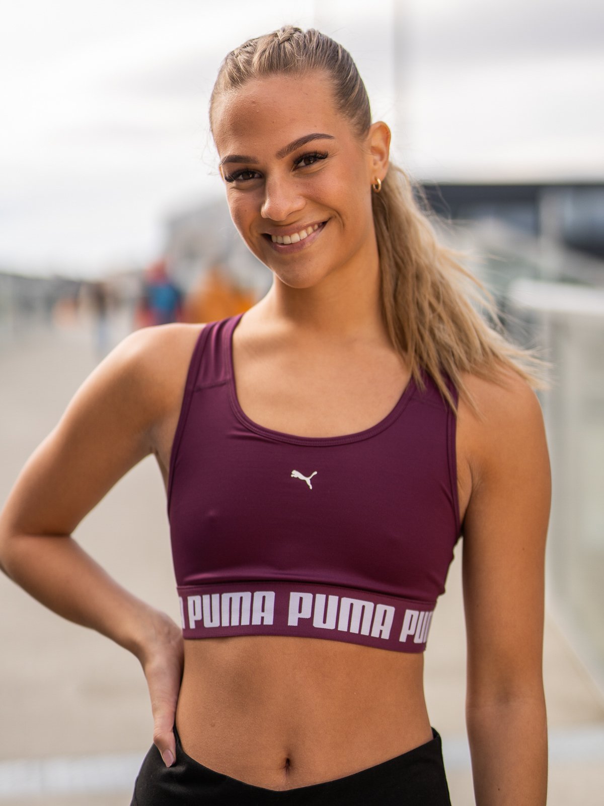 Puma Mid Impact Strong Bra Grape Wine