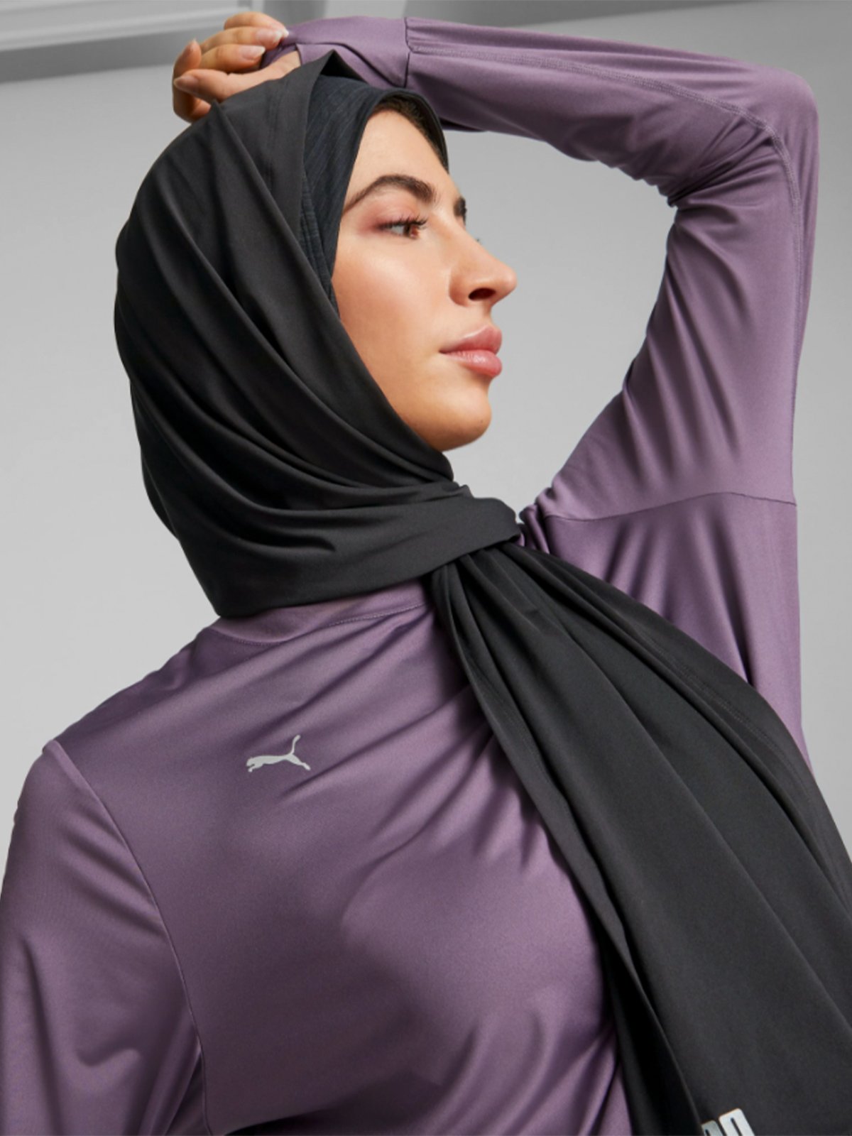 Puma Modest Activewear Long Sleeve Purple Charcoal