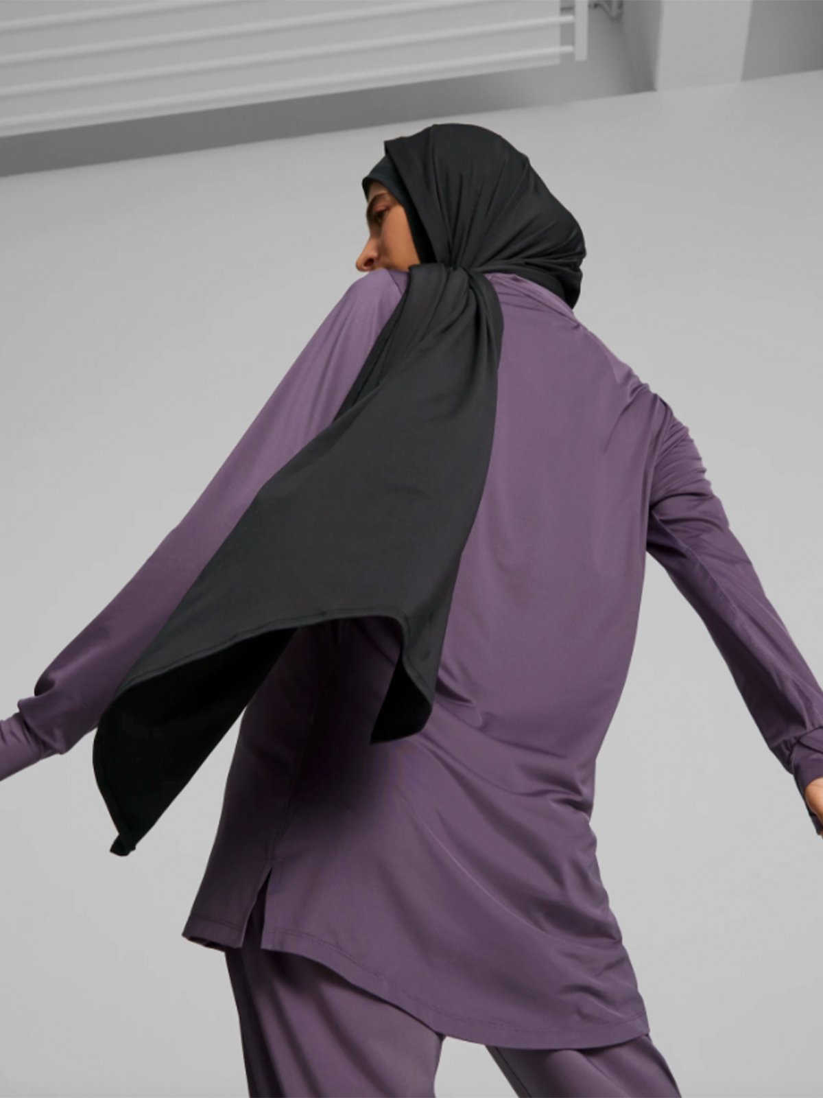 Puma Modest Activewear Long Sleeve Purple Charcoal