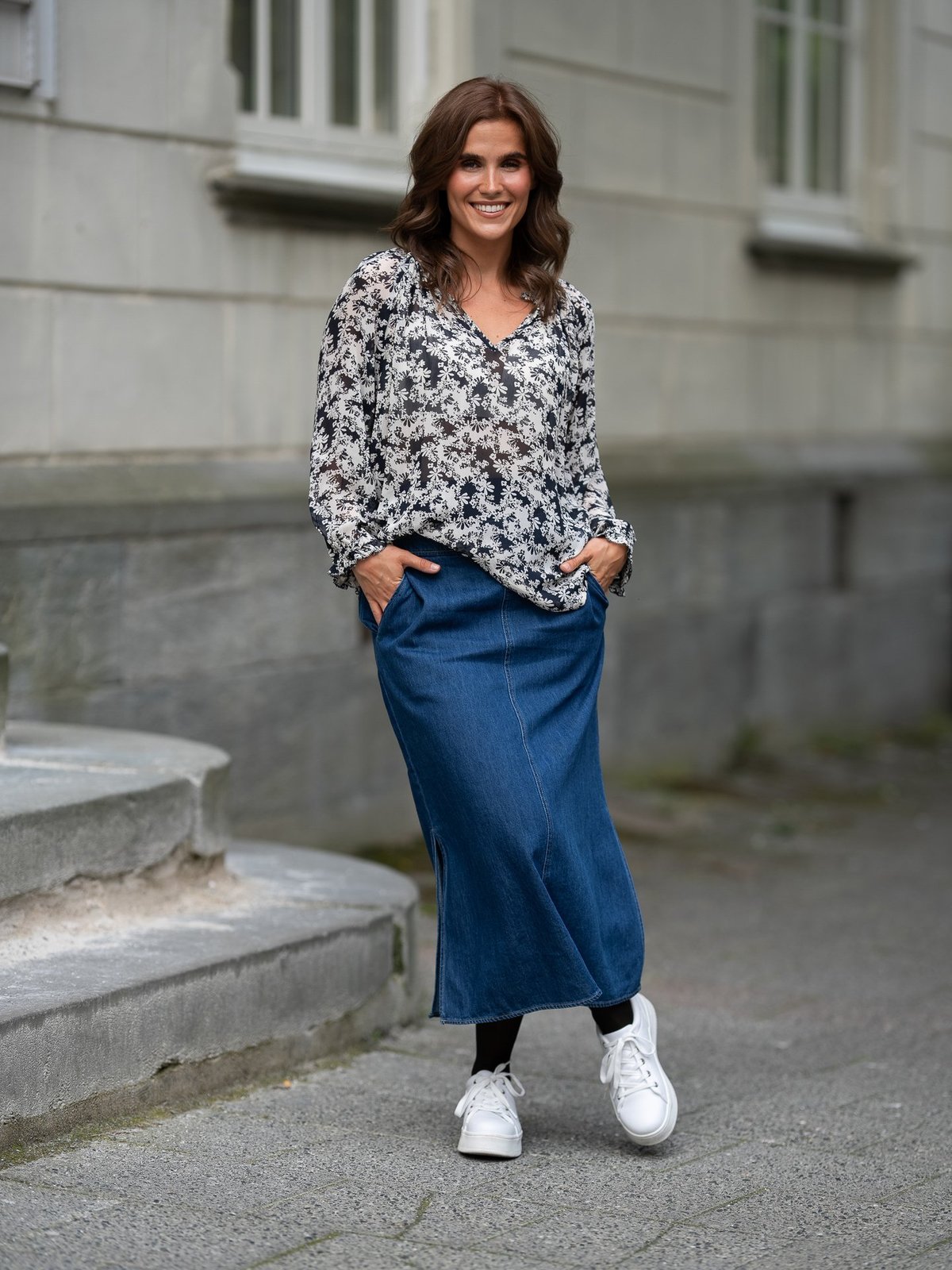 Part Two Elsia Blouse Dark Navy Contrast Flower