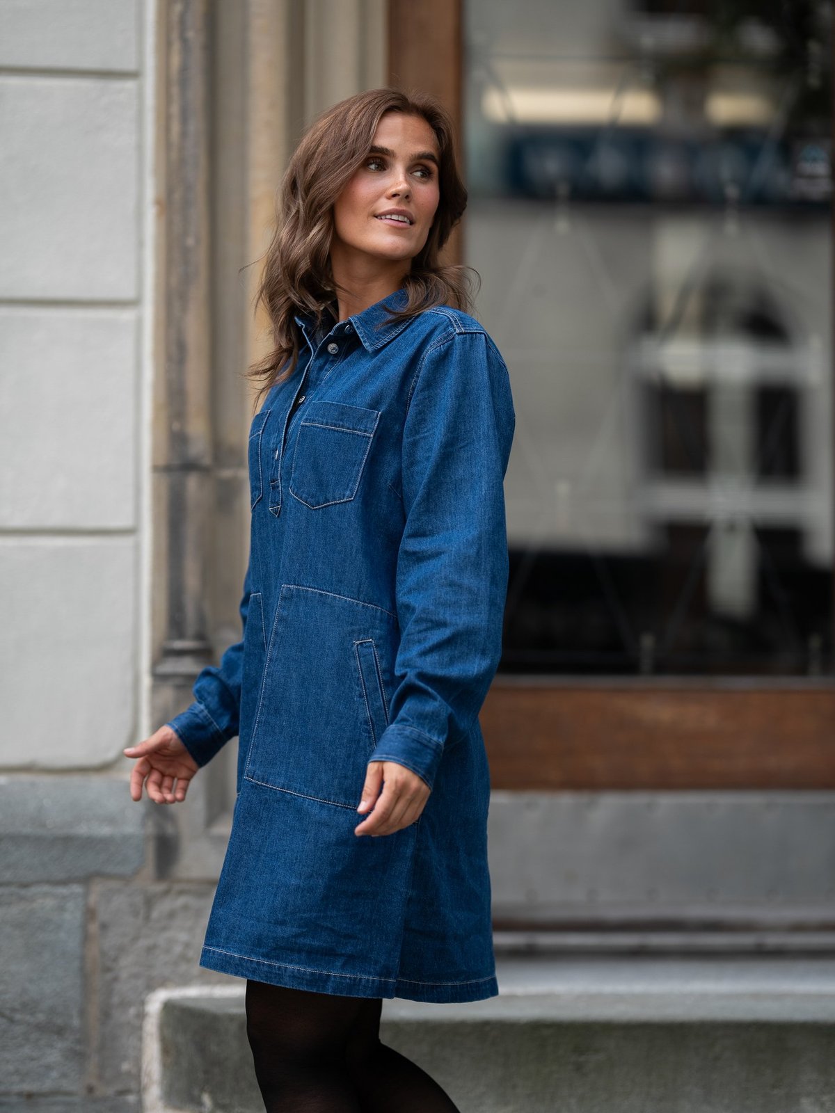 Part Two Stine Dress Whiteish Blue Denim